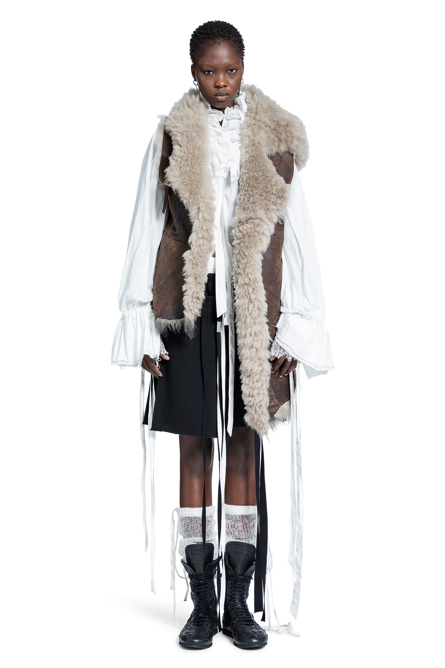 Aleid Asymmetric Shearling Vest - 2
