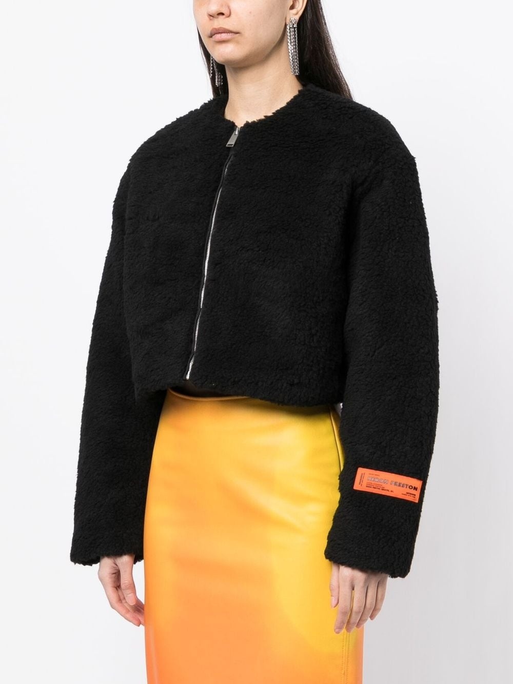 fleece-texture zip-up jacket - 3