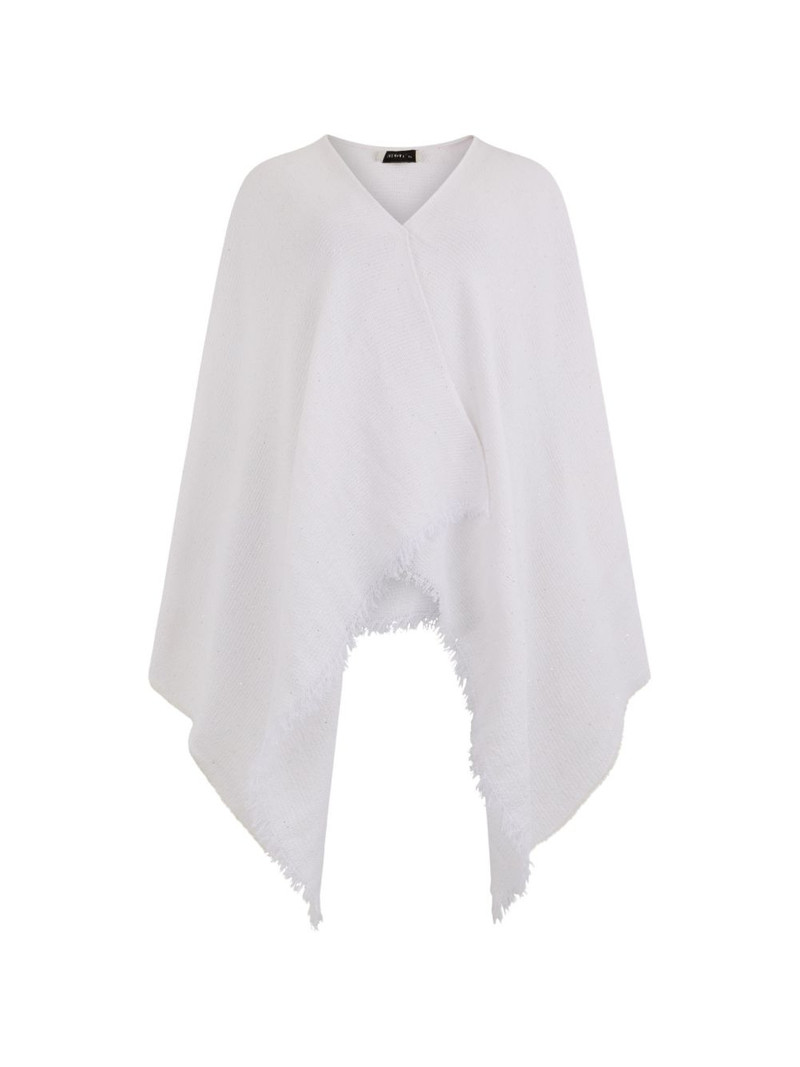 V-neck fringed poncho 1