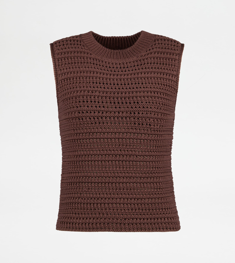VEST IN COTTON - BROWN 1
