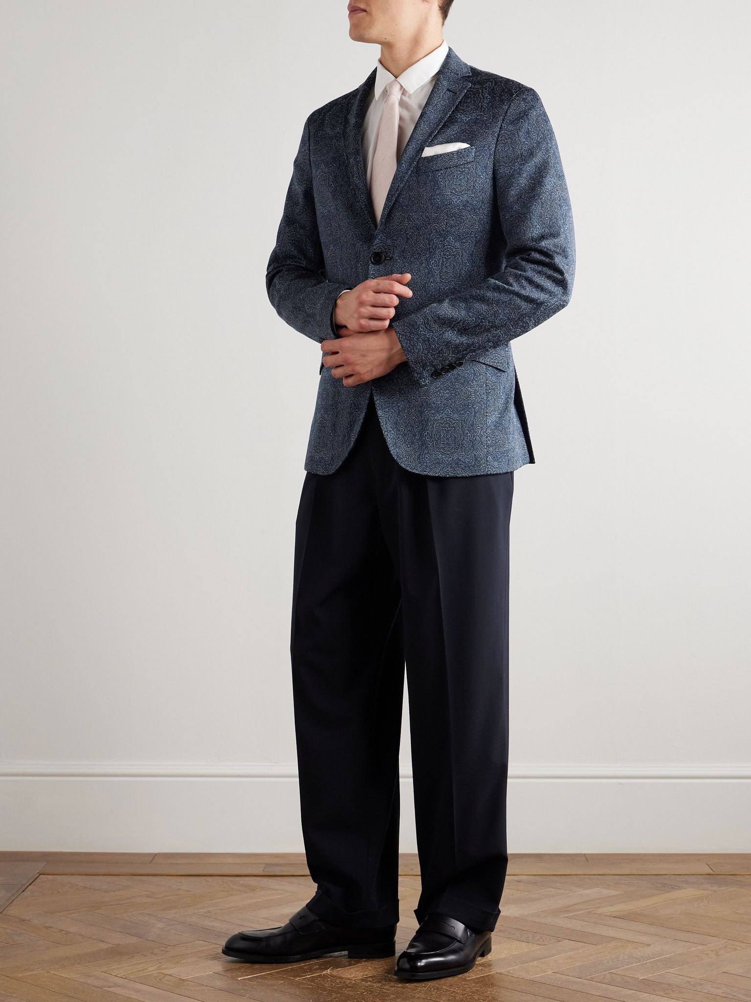 Roma Slim-Fit Jacquard Blazer Blue - 2
