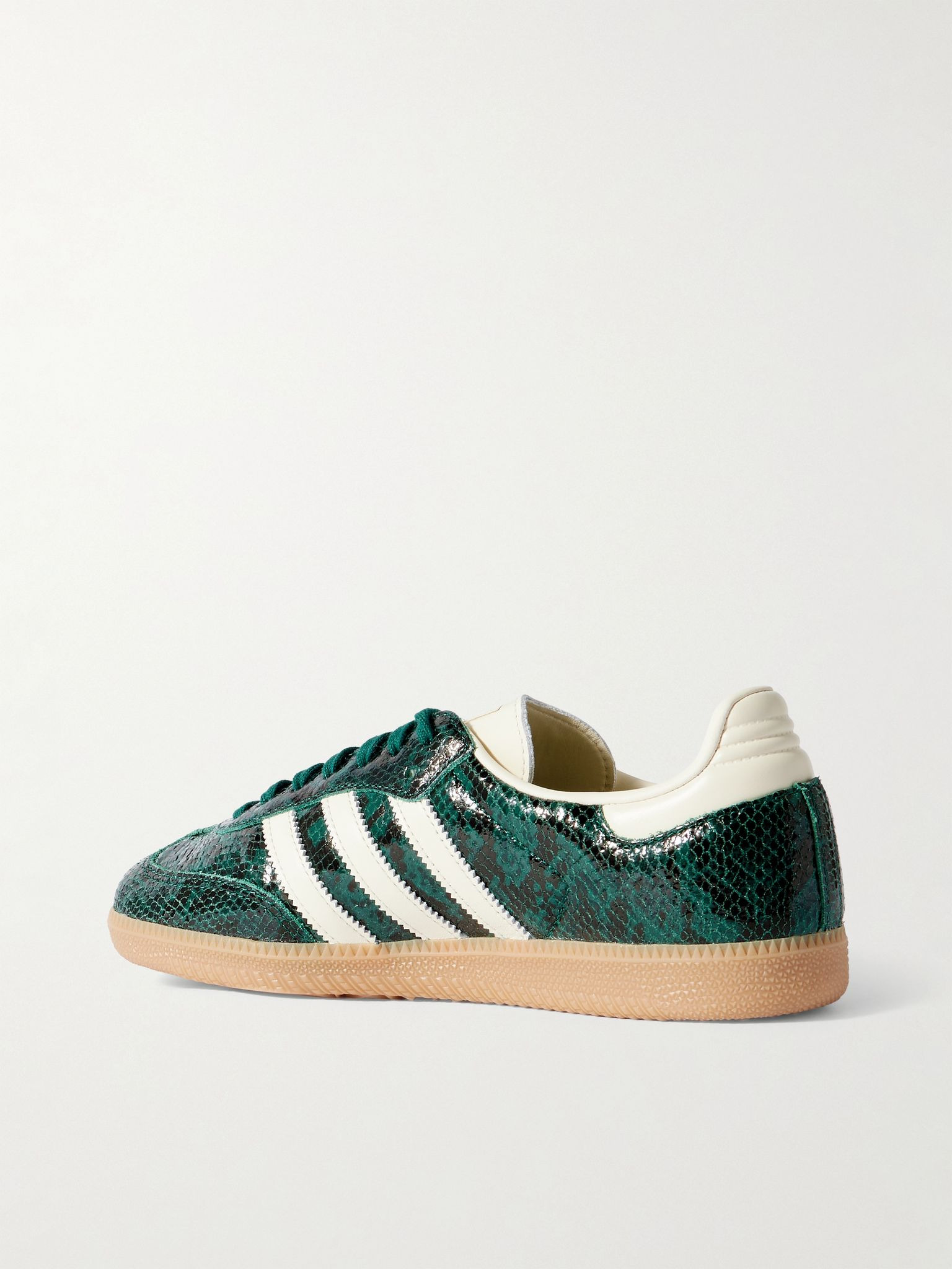 Samba OG Leather-Trimmed Snake-Effect Sneakers Green - 4