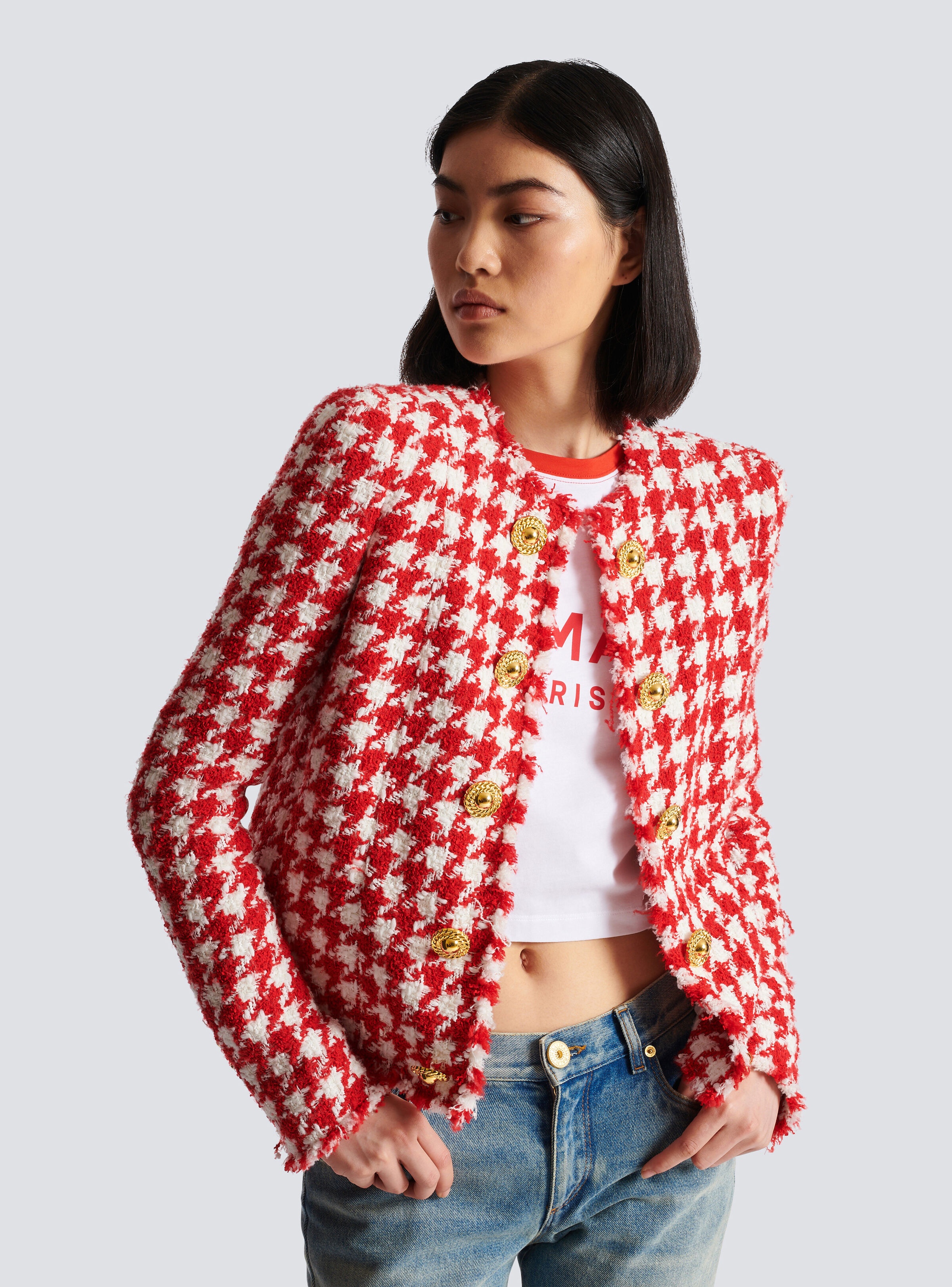 Houndstooth tweed jacket - 7