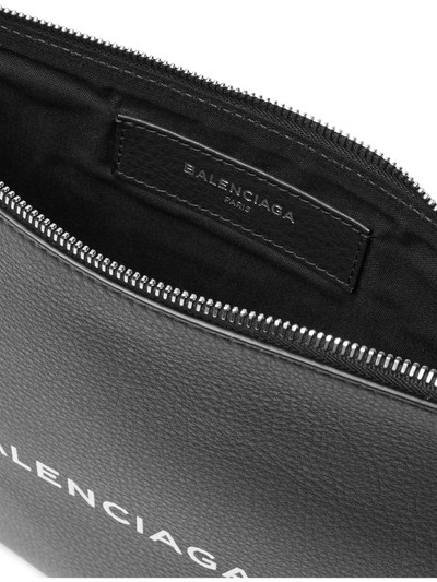 BALENCIAGA Logo-Print Creased-Leather Pouch outlook