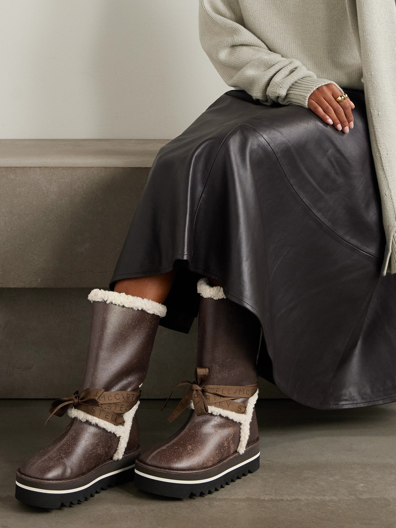 Stella McCartney Sneak-elyse Fleece-trimmed Vegetarian Boots outlook