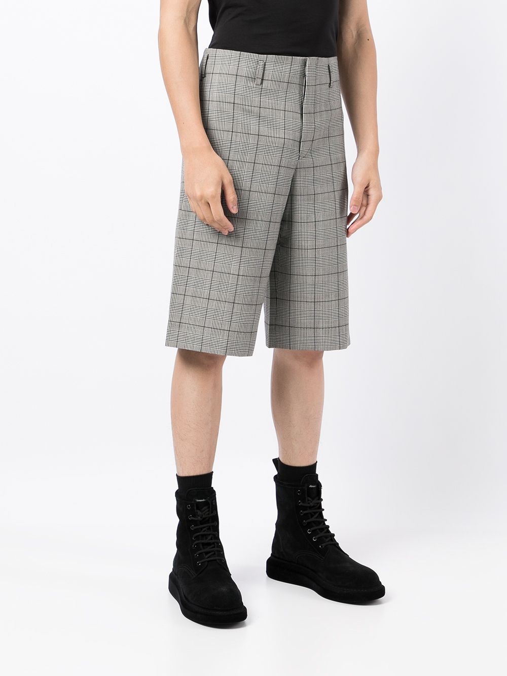 tailored check wool shorts - 3