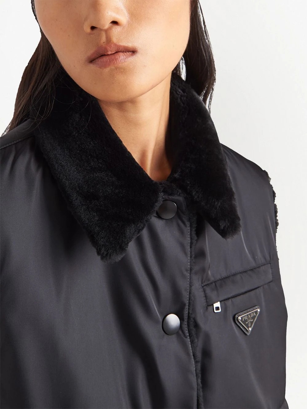 reversible shearling gilet - 4