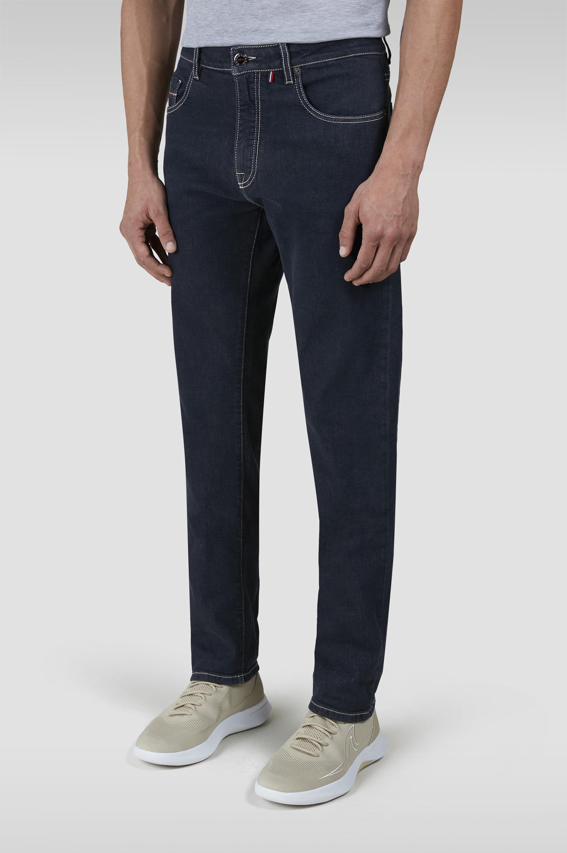 RED RIVET JEANS IN GIZA COTTON STRETCH DENIM - 7