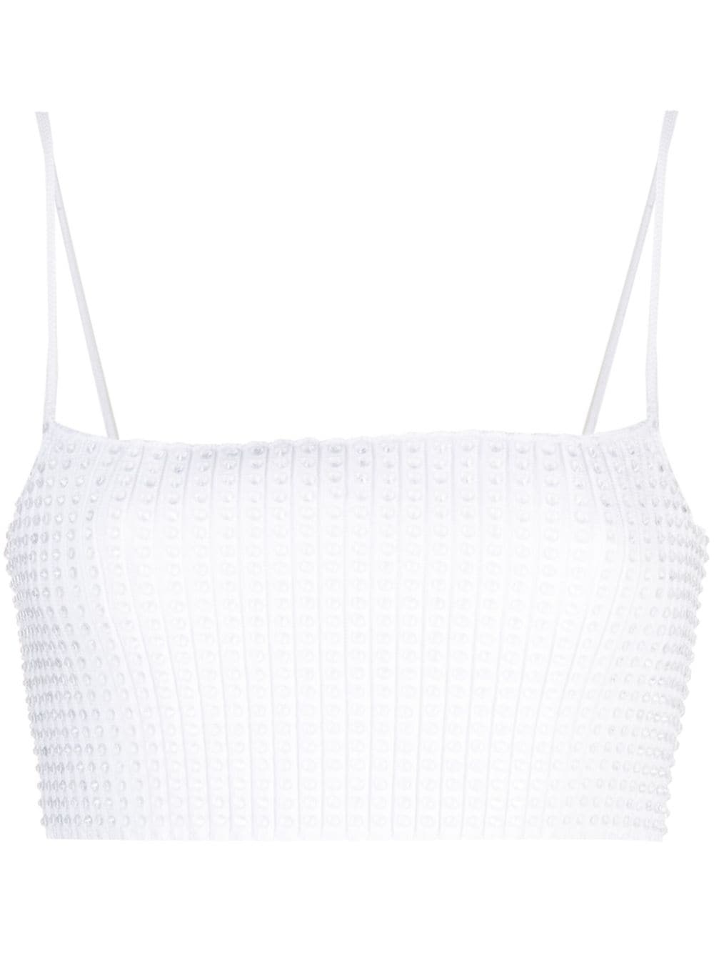 crystal-embellished ribbed tank top - 1