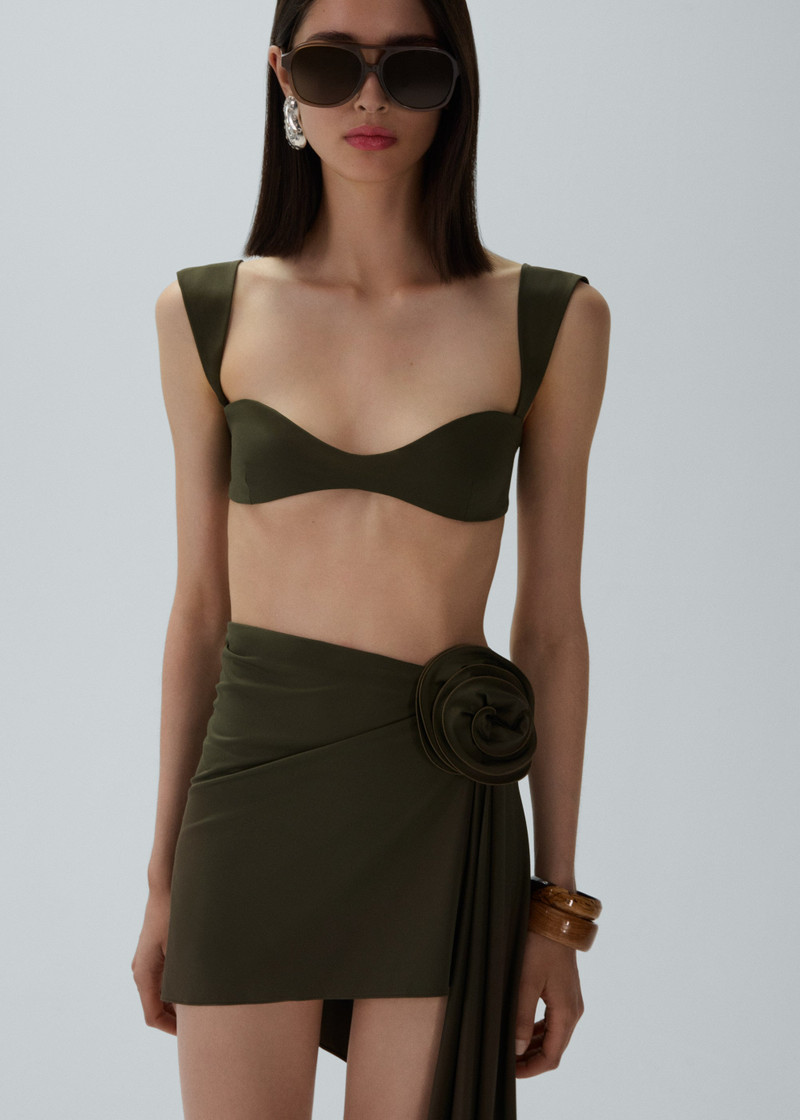 Retro bustier swim top in khaki 7