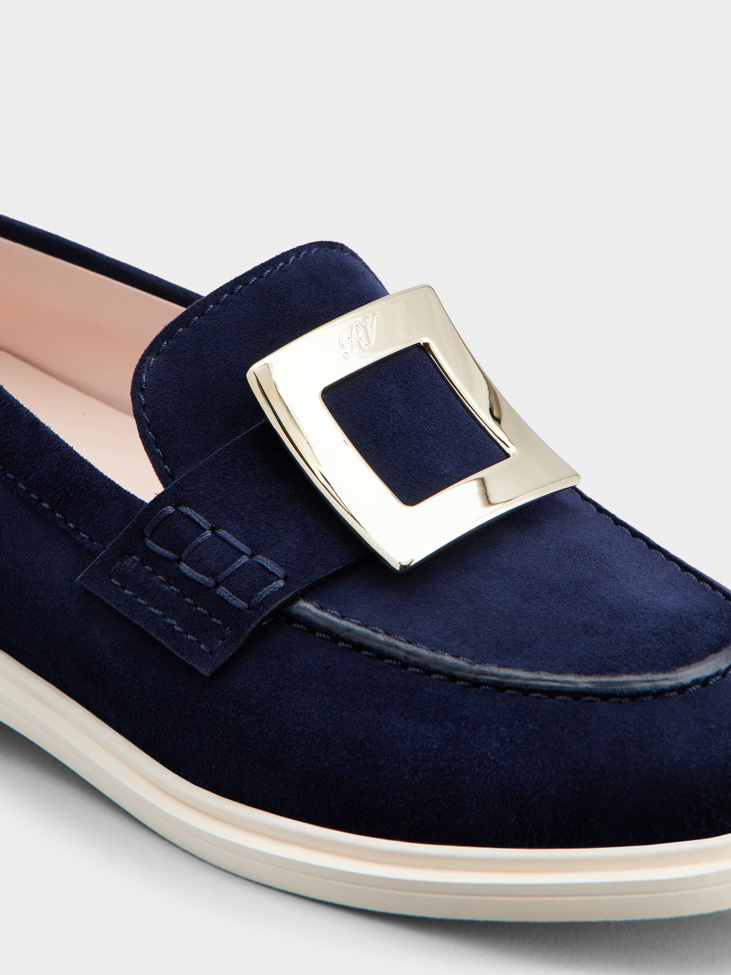 Viv' Rangers Metal Buckle Loafers in Suede - 3