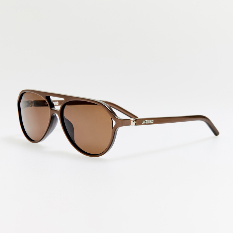 LINDA FARROW Pastro Sunglasses in Matt Metallic Brown outlook
