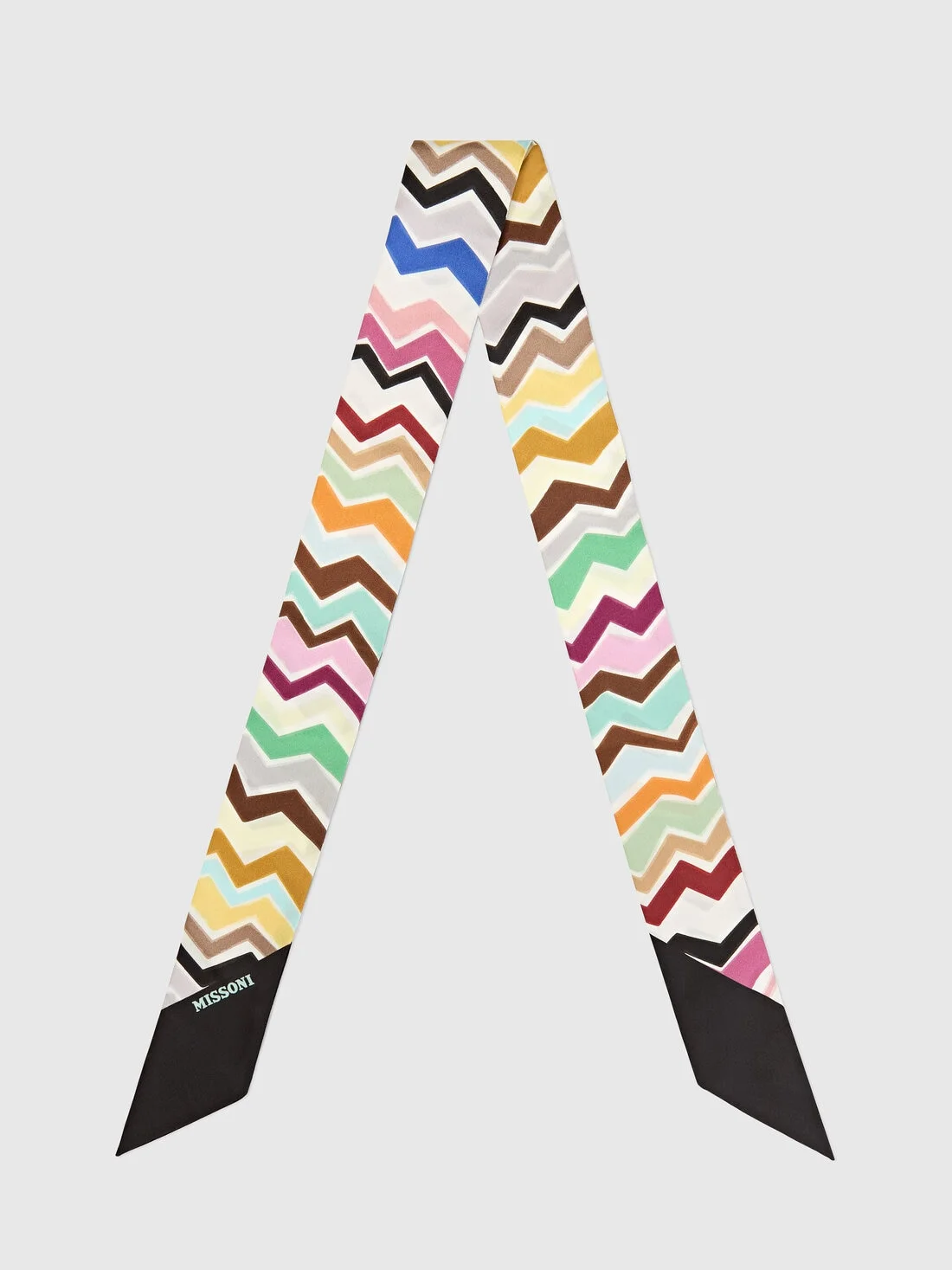 Silk scarf with irregular zig zag pattern - 1