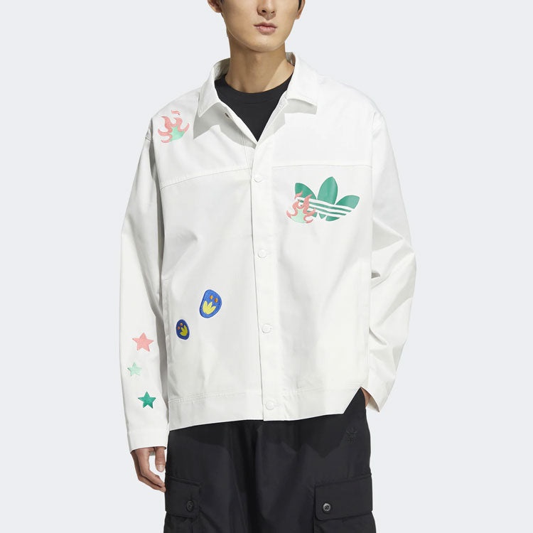 adidas originals SS22 Logo Cartoon Printing Sports Jacket Unisex White HP0116 - 3