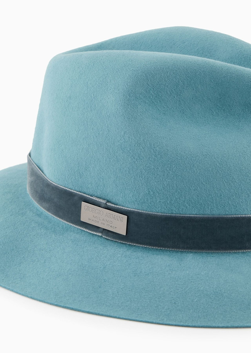 Rabbit fur hat with velvet detail 3