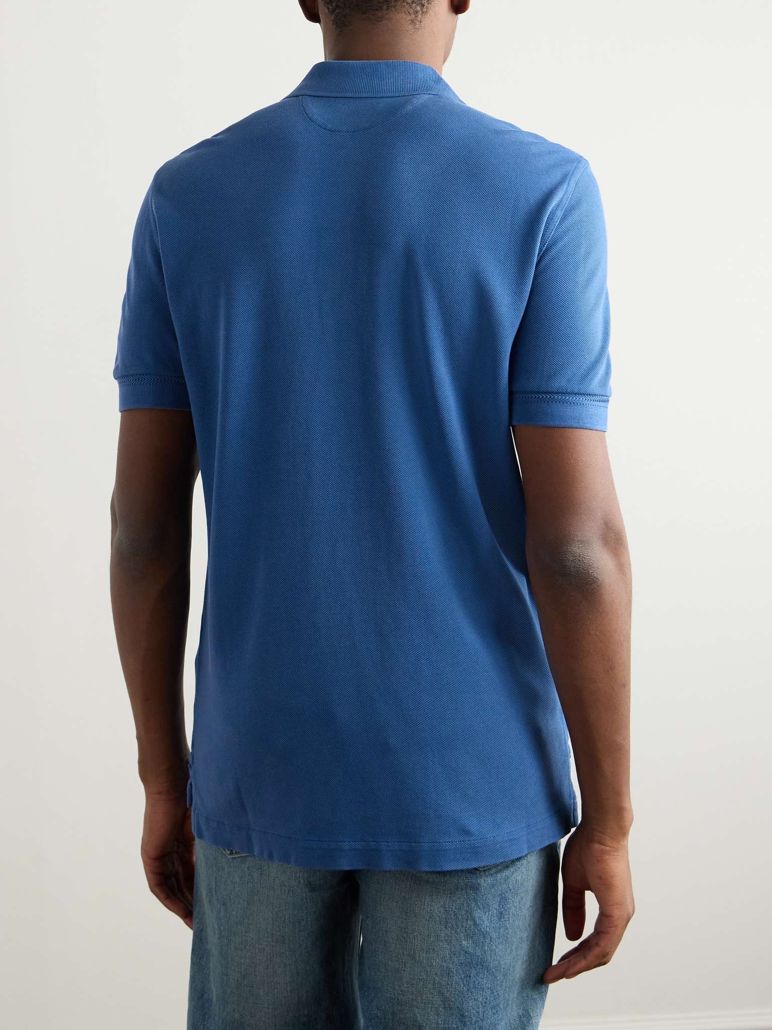 Slim-Fit Lyocell and Cotton-Blend Piqué Polo Shirt - 3