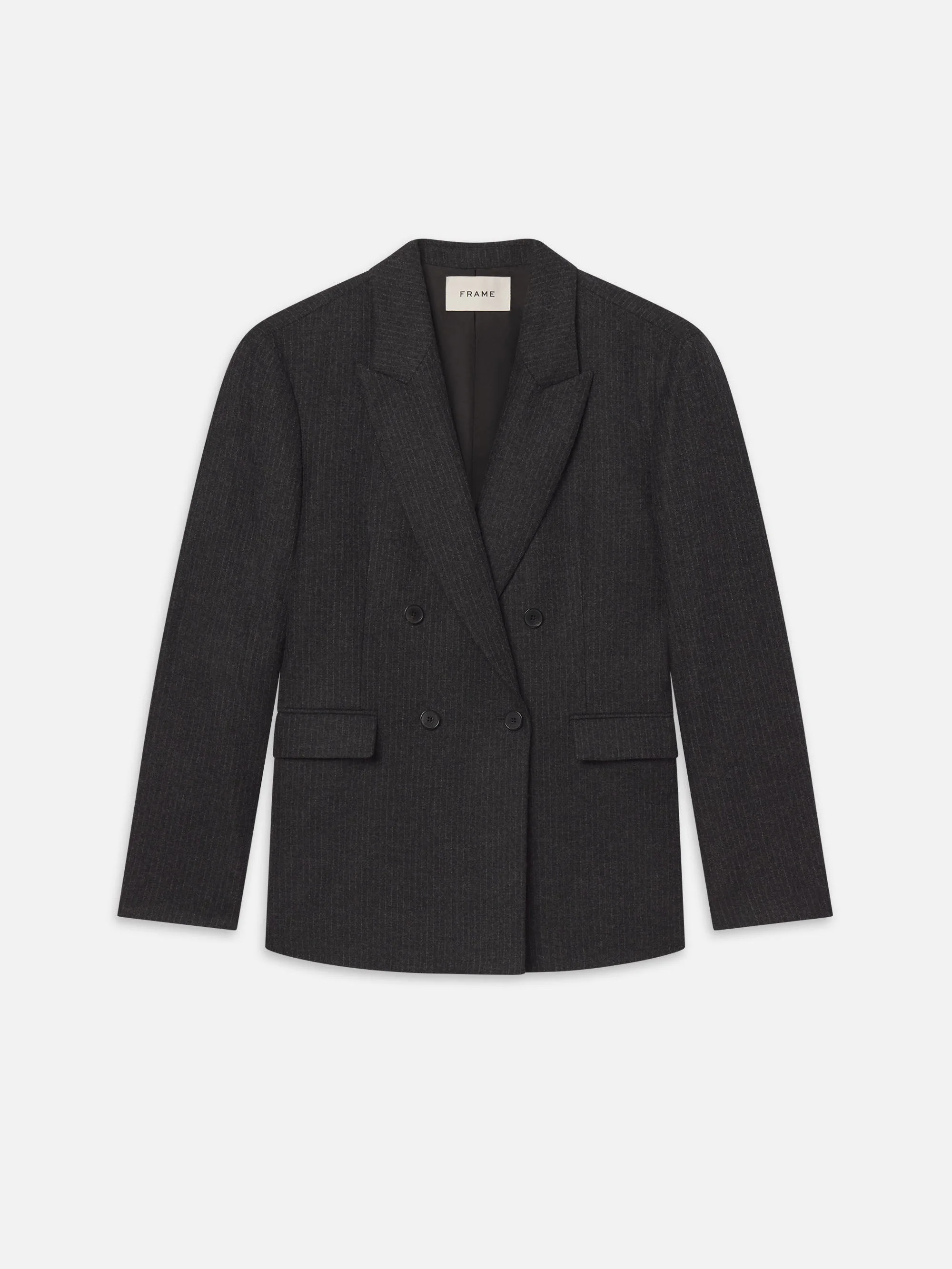 Pinstripe Wool Blazer in Dark Grey - 1