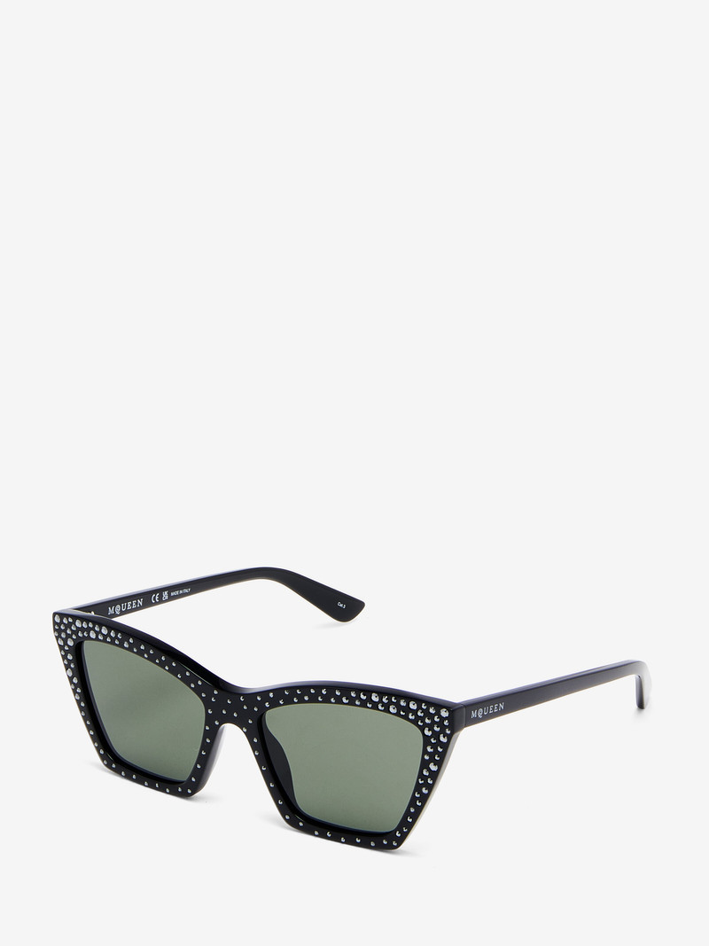 Alexander McQueen Spike Geometric Cat-eye Sunglasses with Crystals outlook