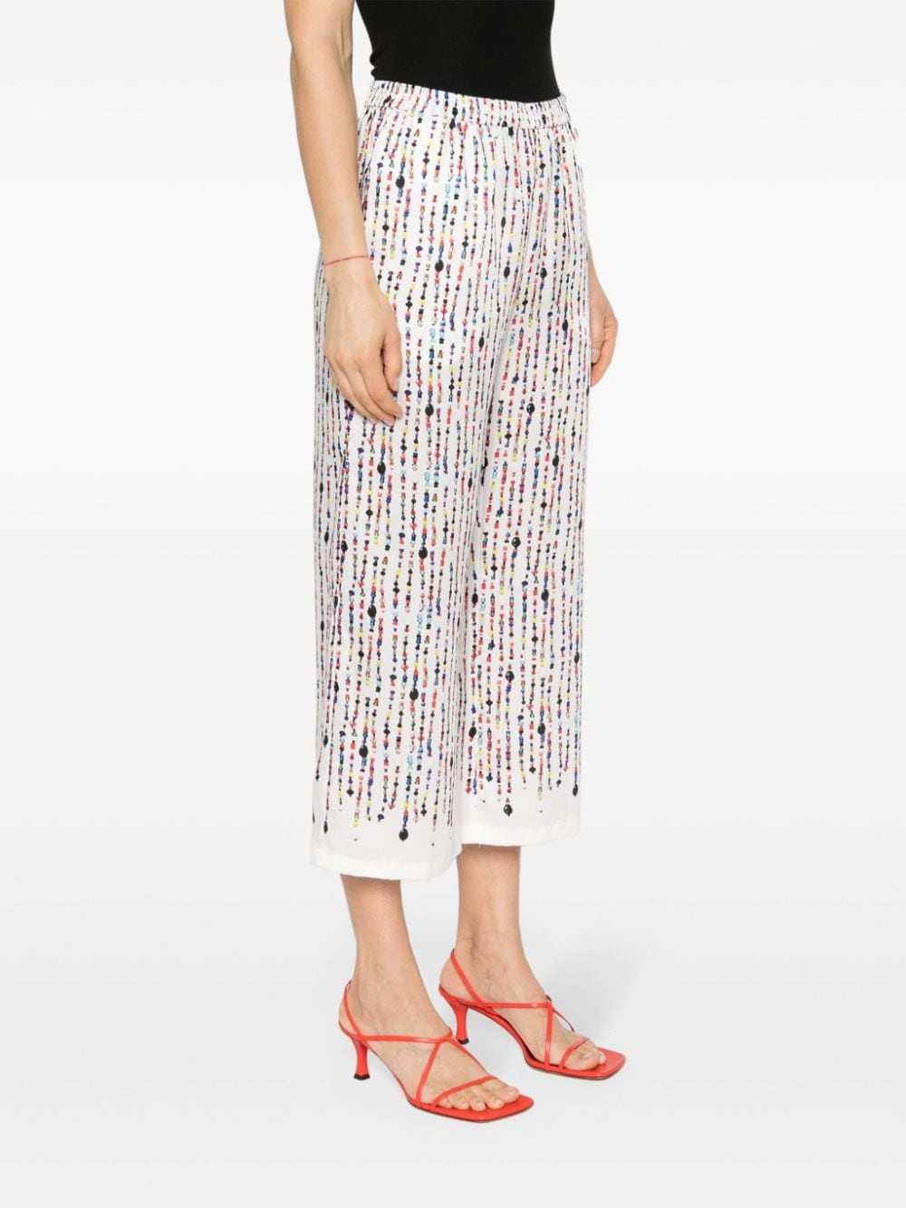 bead-print straight trousers - 3