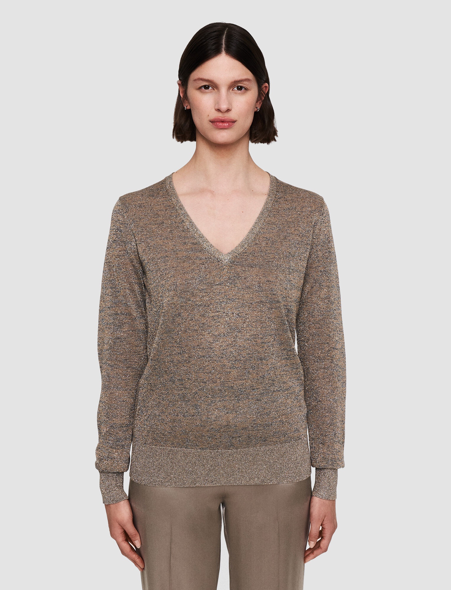 Lurex V Neck Jumper - 3