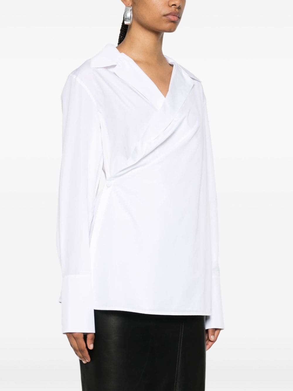 wrap-design poplin shirt - 3