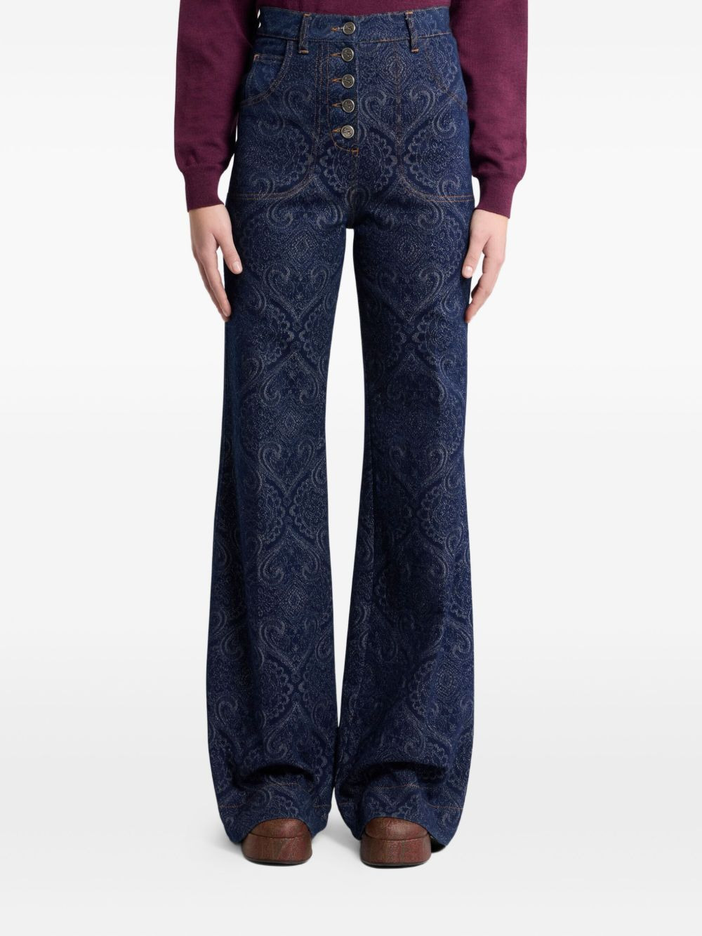 paisley-jacquard jeans - 3