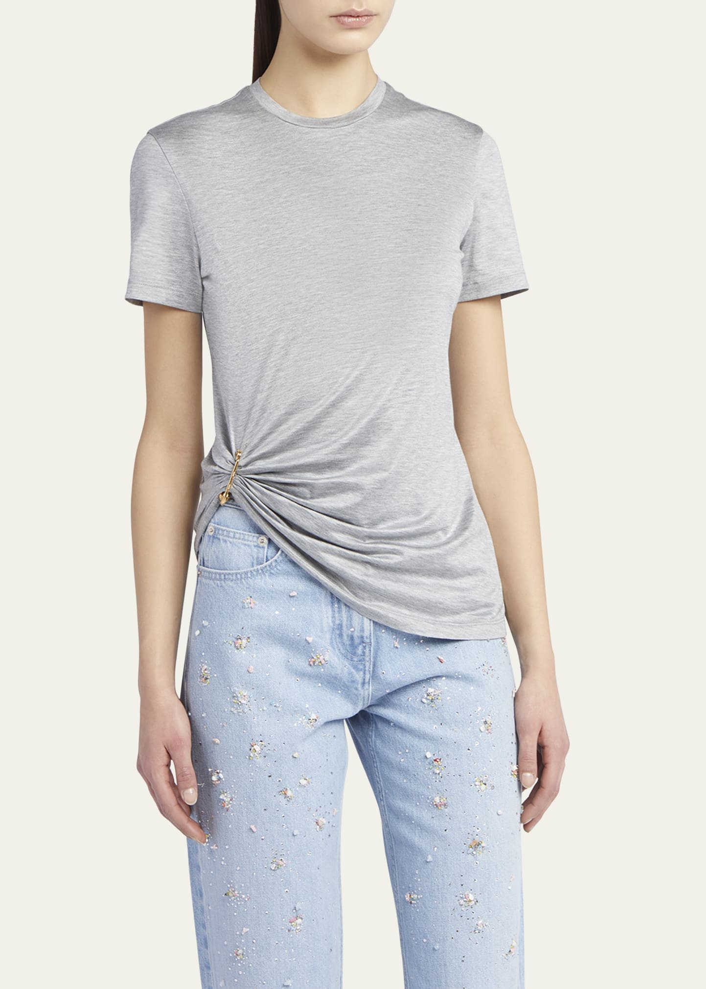 Medusa Pin-Gathered Jersey T-Shirt - 4