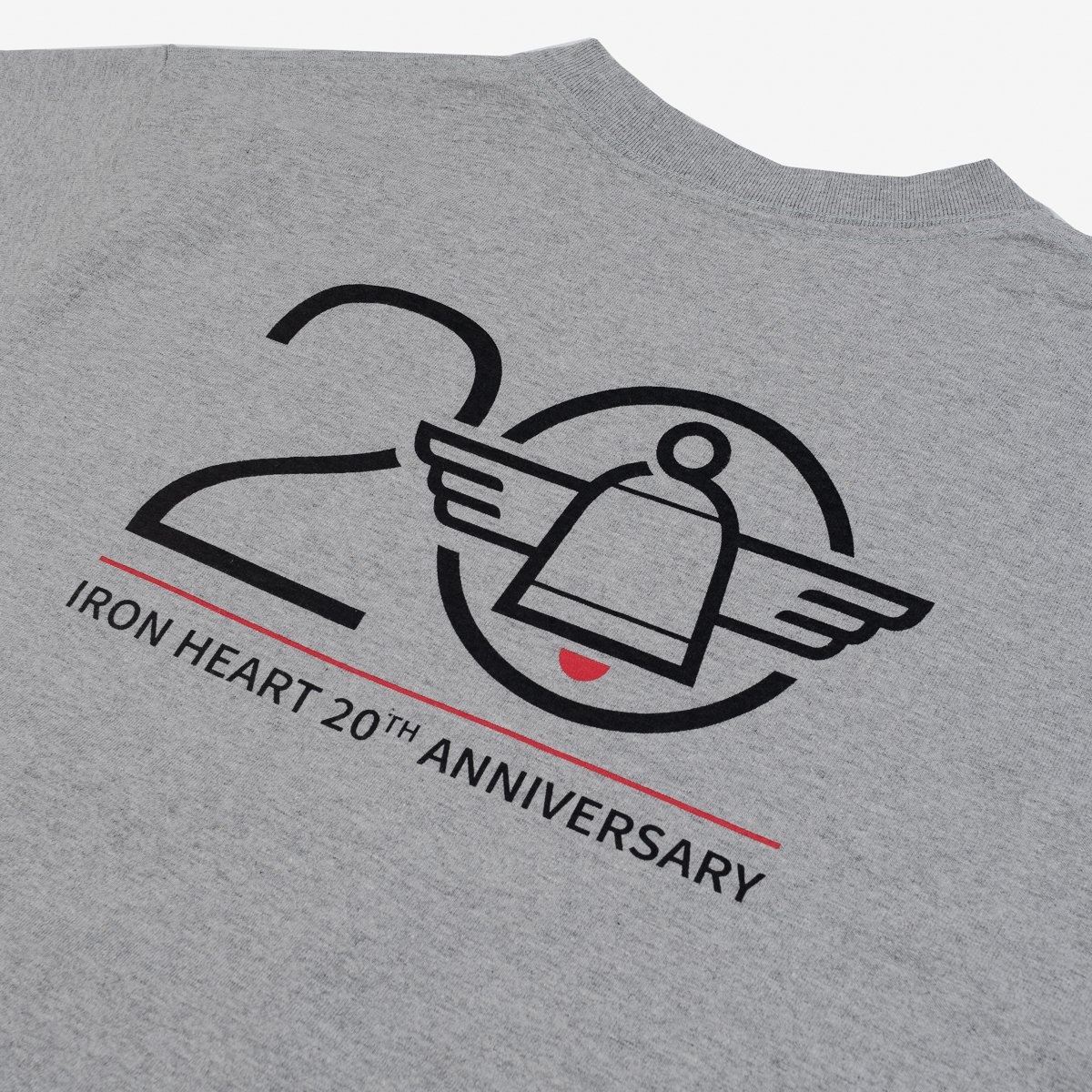 7.5oz Printed "20th Anniversary" Loopwheel Crew Neck T-Shirt - Grey - 5