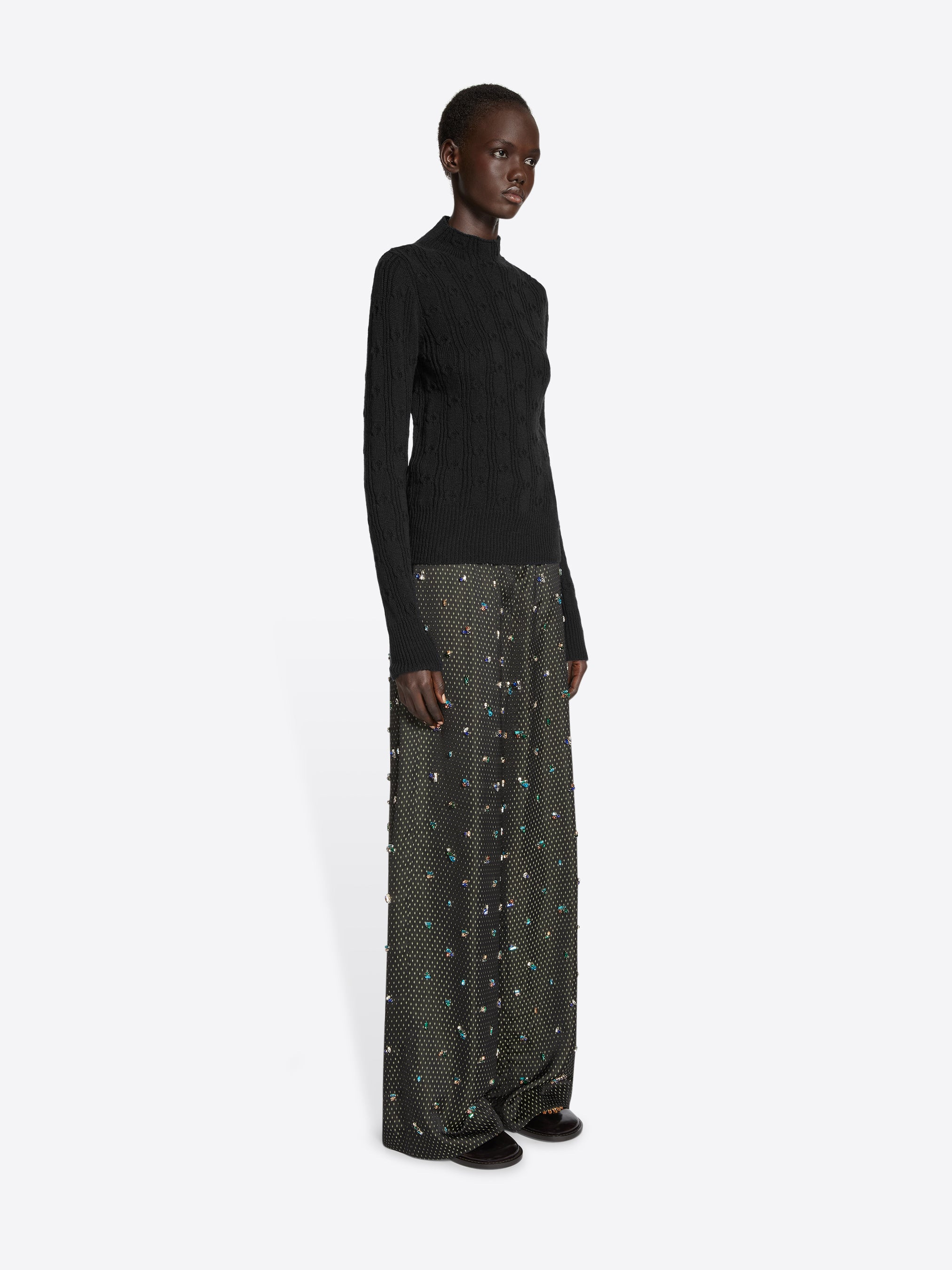 EMBELLISHED WIDE LEG PANTS - 3