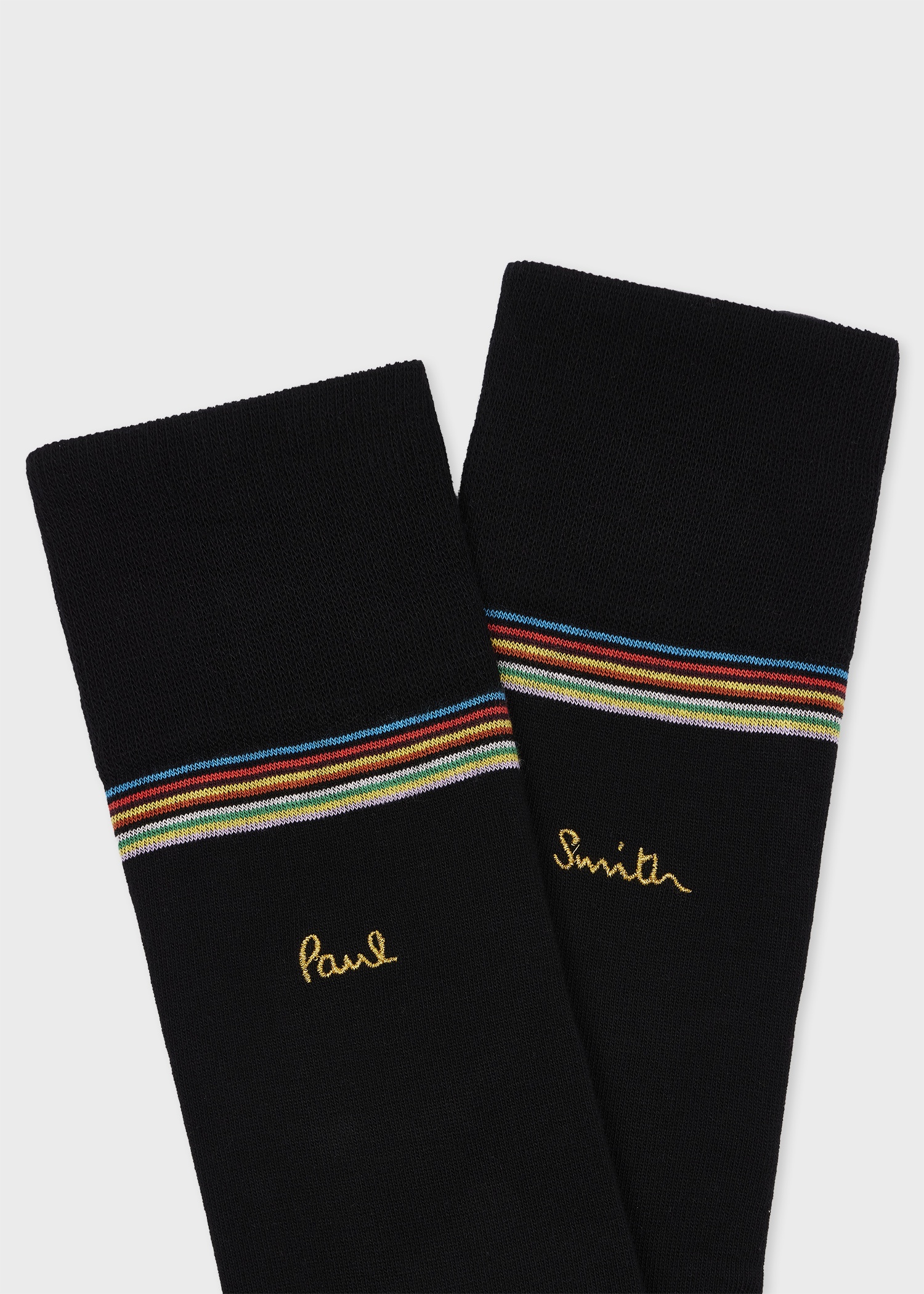 Black Gold Embroidered Logo Stripe Trim Cotton-Blend - 4
