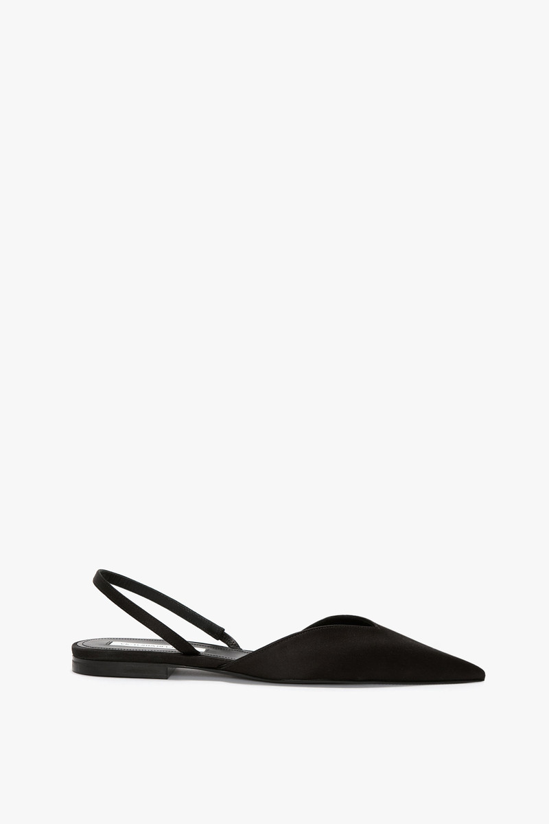 Victoria Angle Halter Back Flat In Black Satin 1