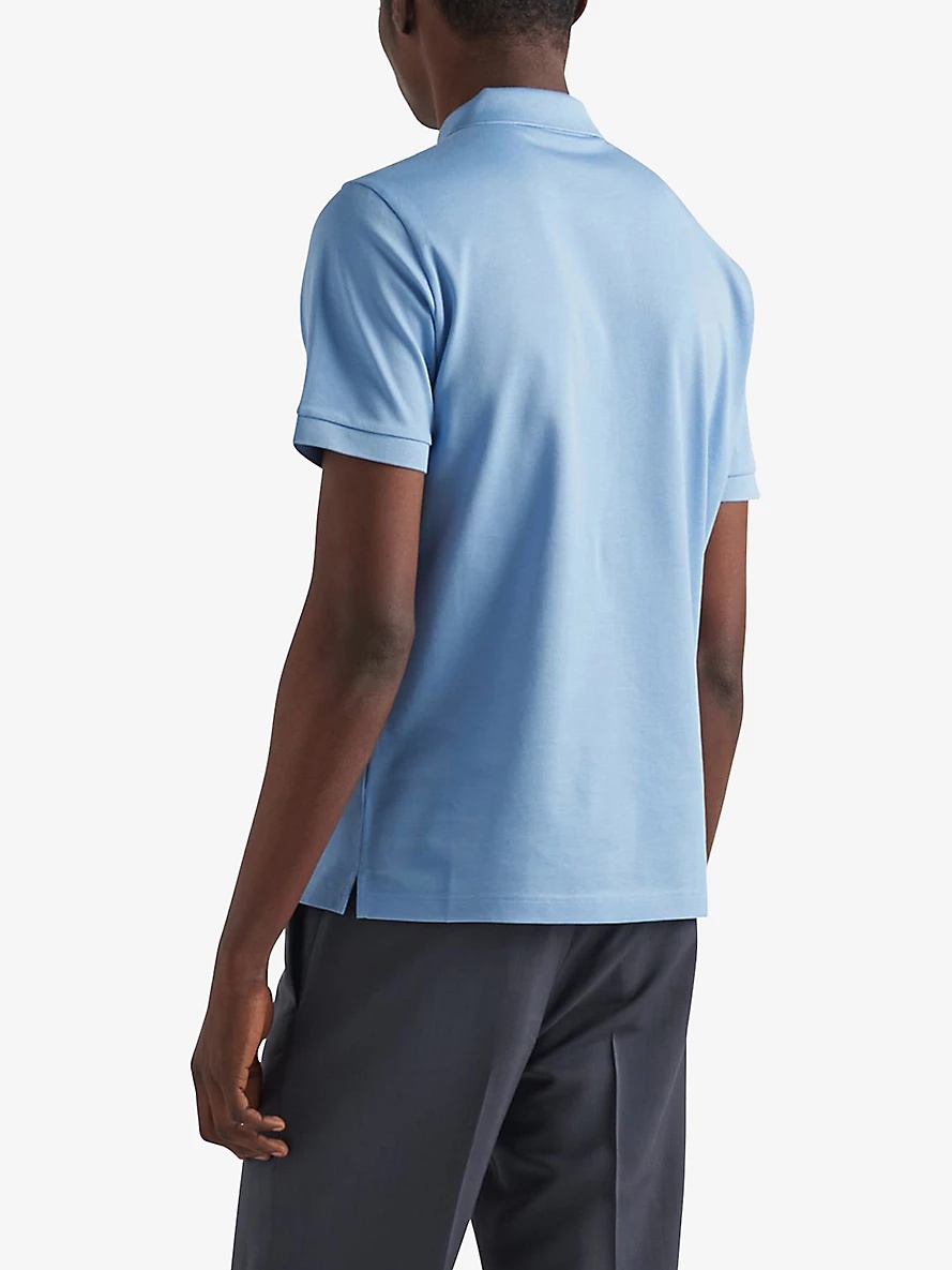 Logo-badge slim-fit cotton-piqué polo shirt - 4