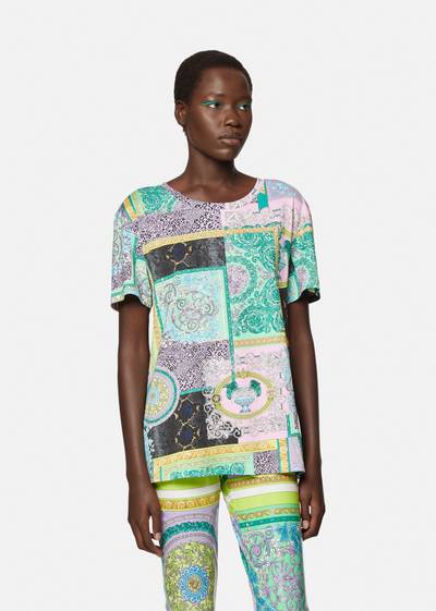 VERSACE Barocco Patchwork Print Studded T-Shirt outlook