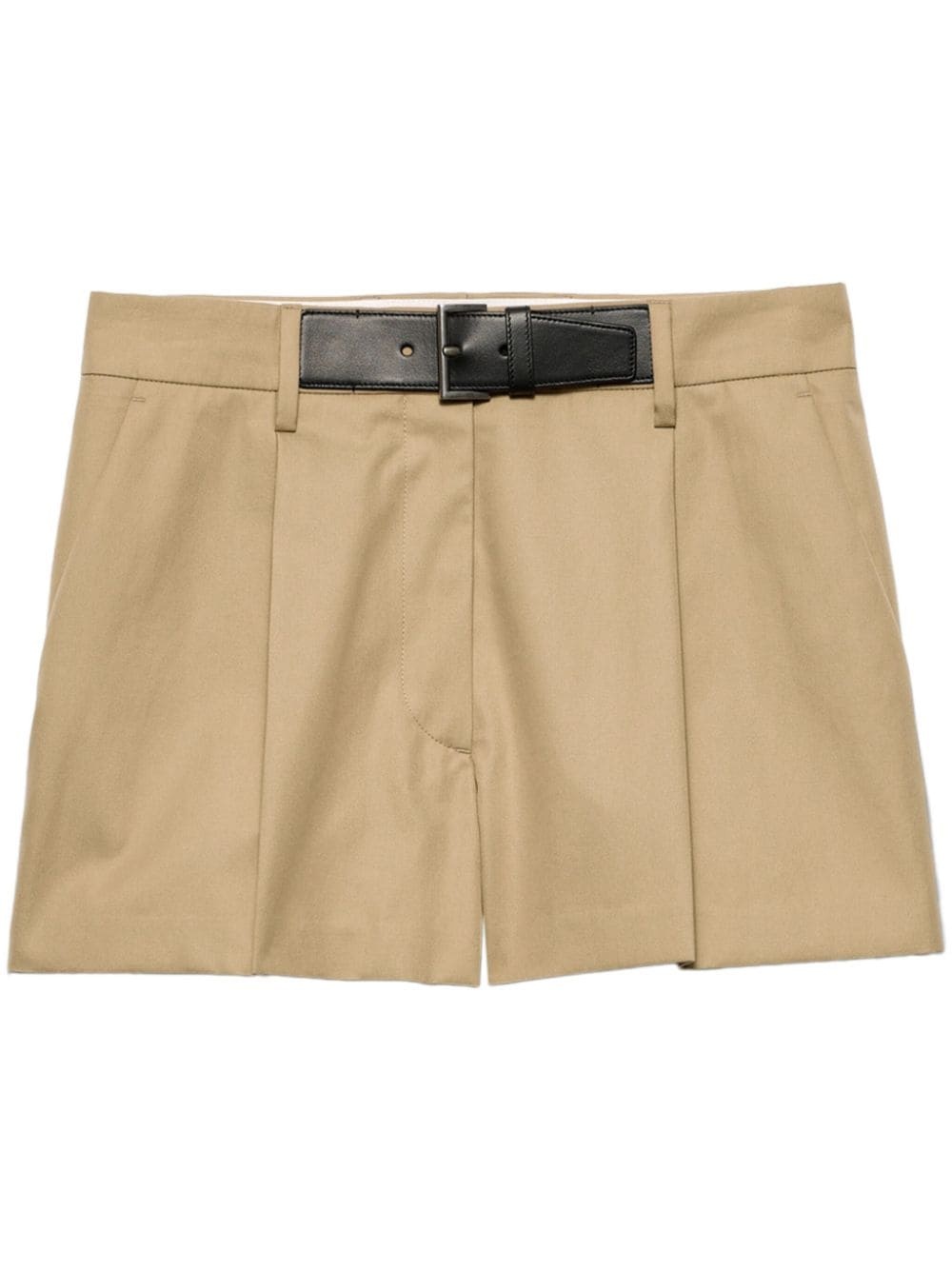 belted twill shorts - 1