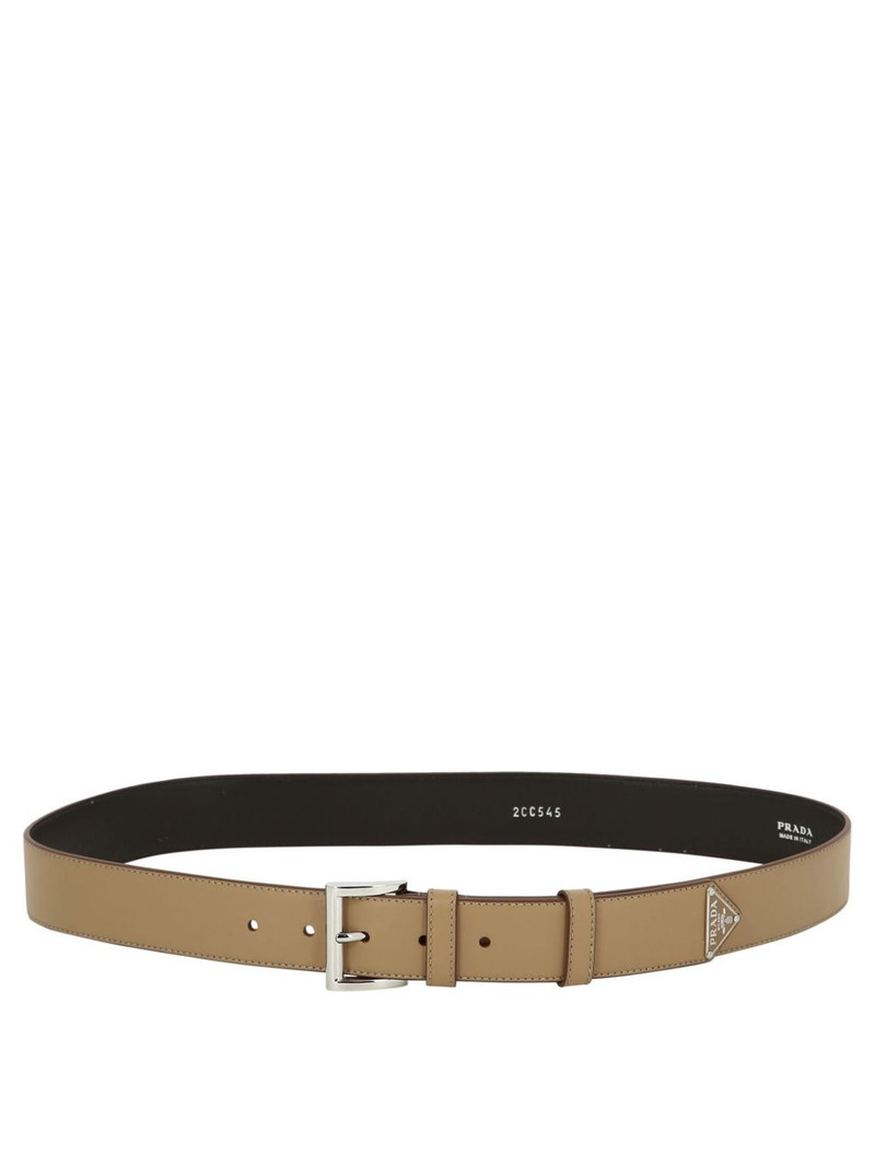 Prada enamel triangle-logo leather belt outlook