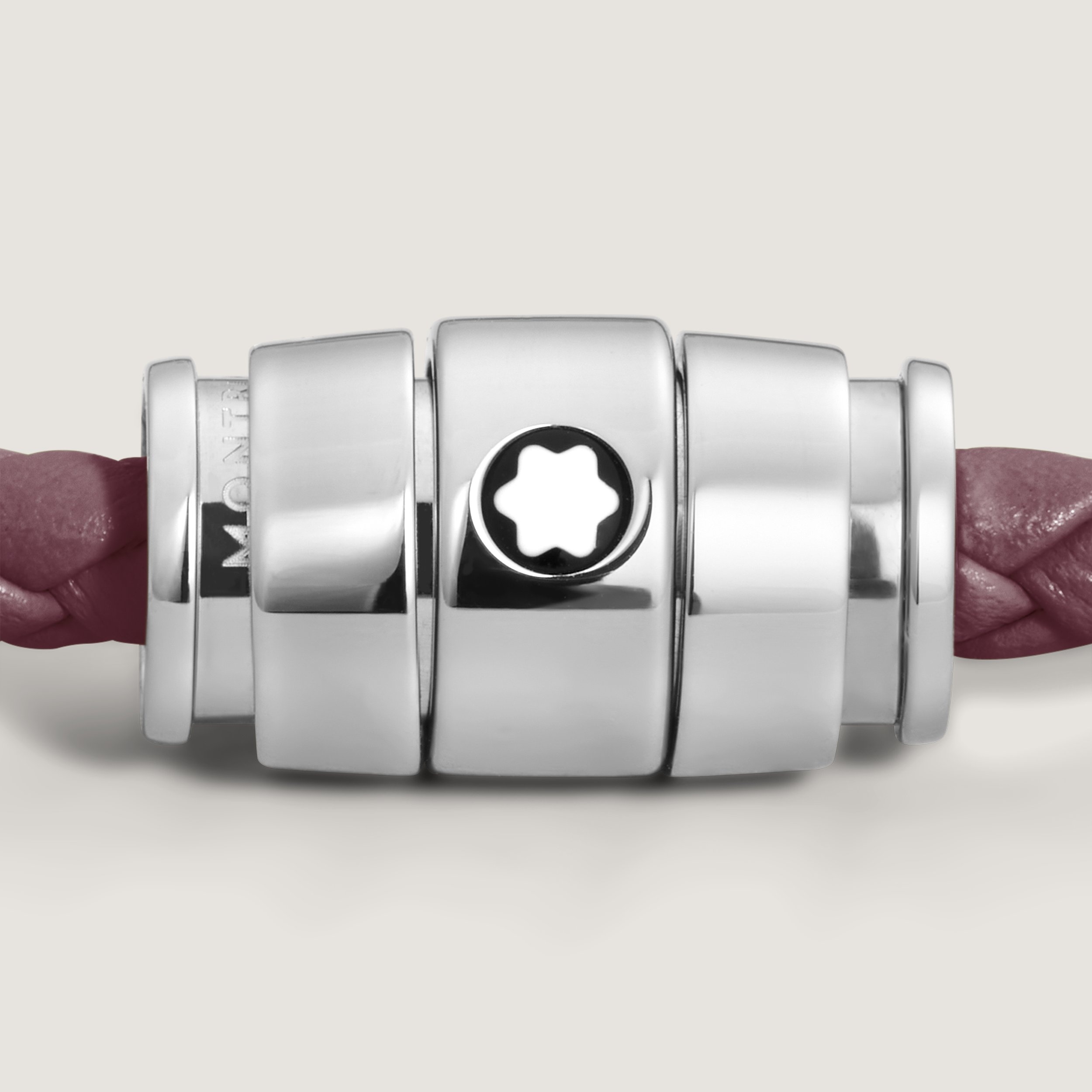 Bracelet Steel 3 Rings Meisterstück Collection in Cassis Leather 3