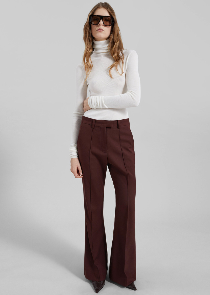 Kvale Pintuck Flared Trousers - Burgundy 6