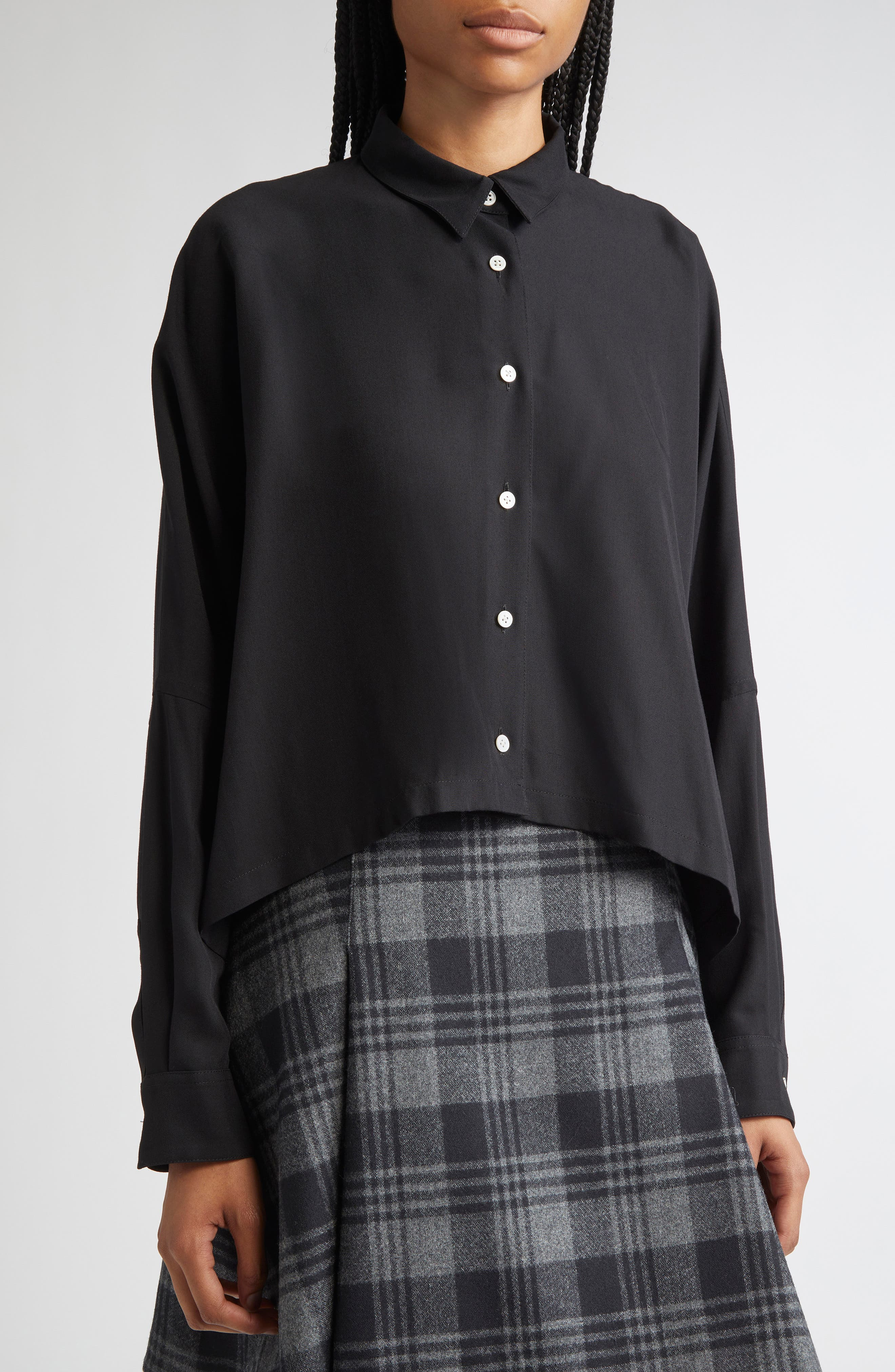 Proenza Schouler Zad Classic Twill Button-Up Top in Black at Nordstrom - 5