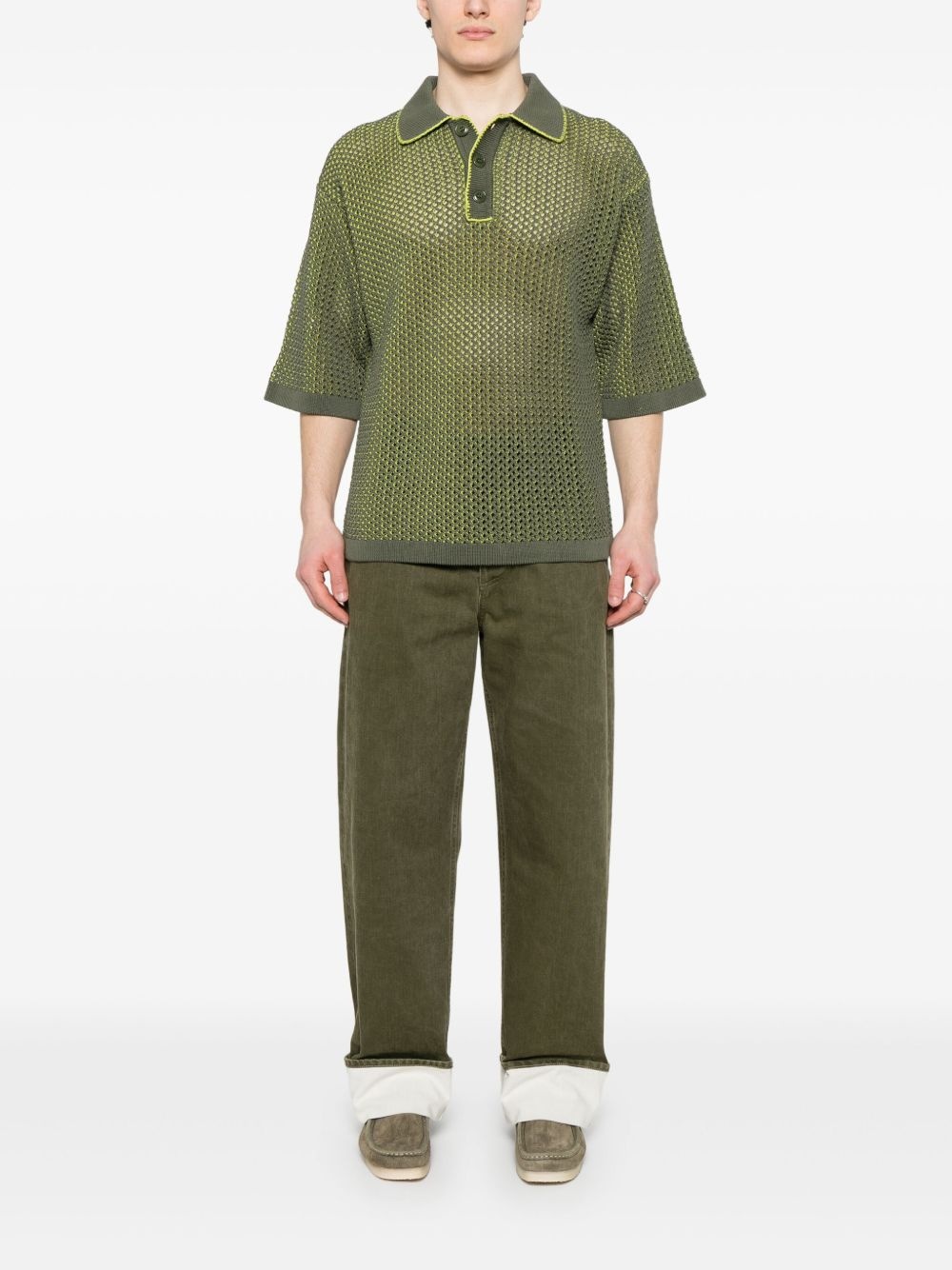 open-knit polo shirt - 2