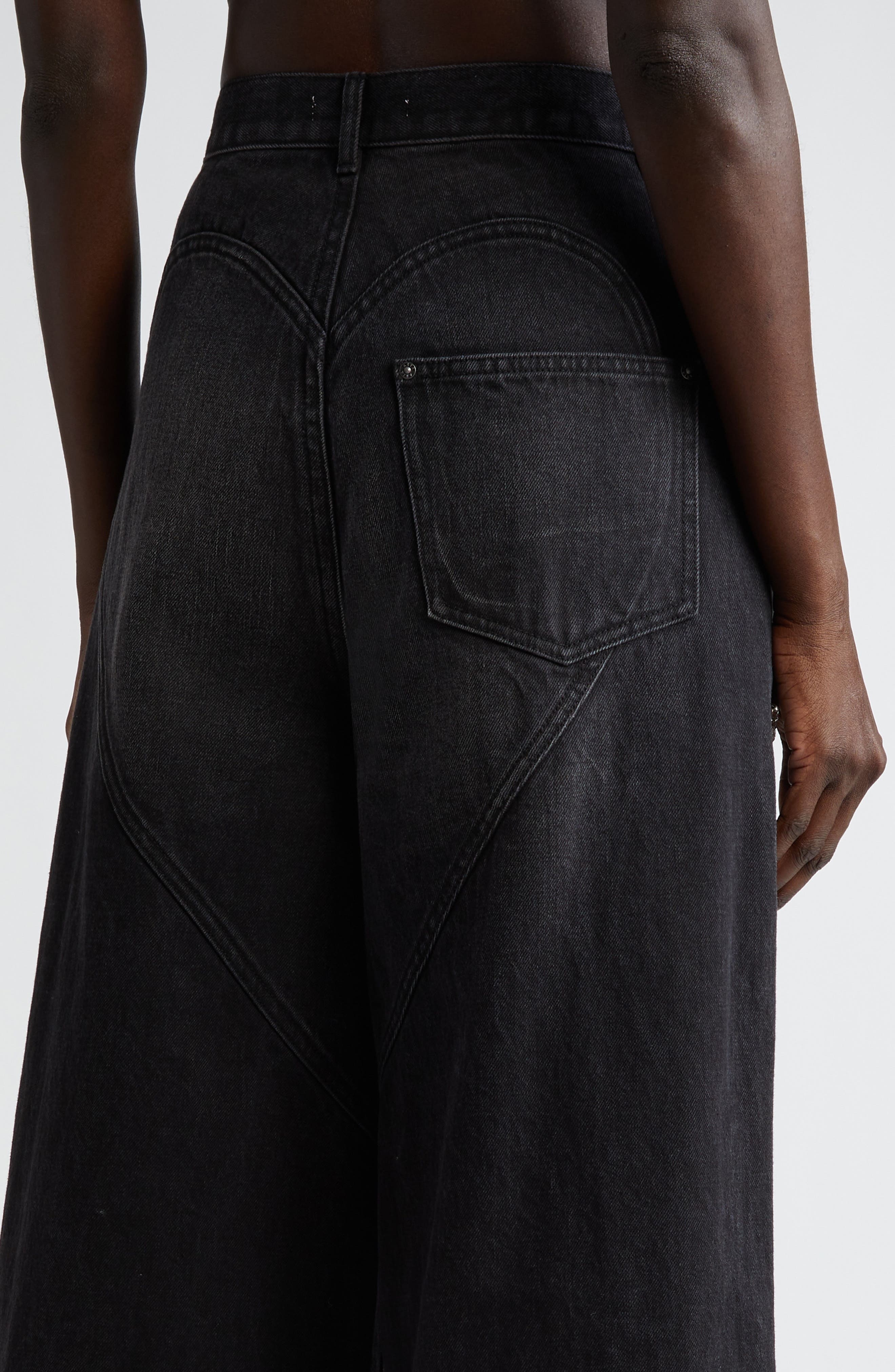 Crystal Embellished Cutout Wide Leg Jeans - 5