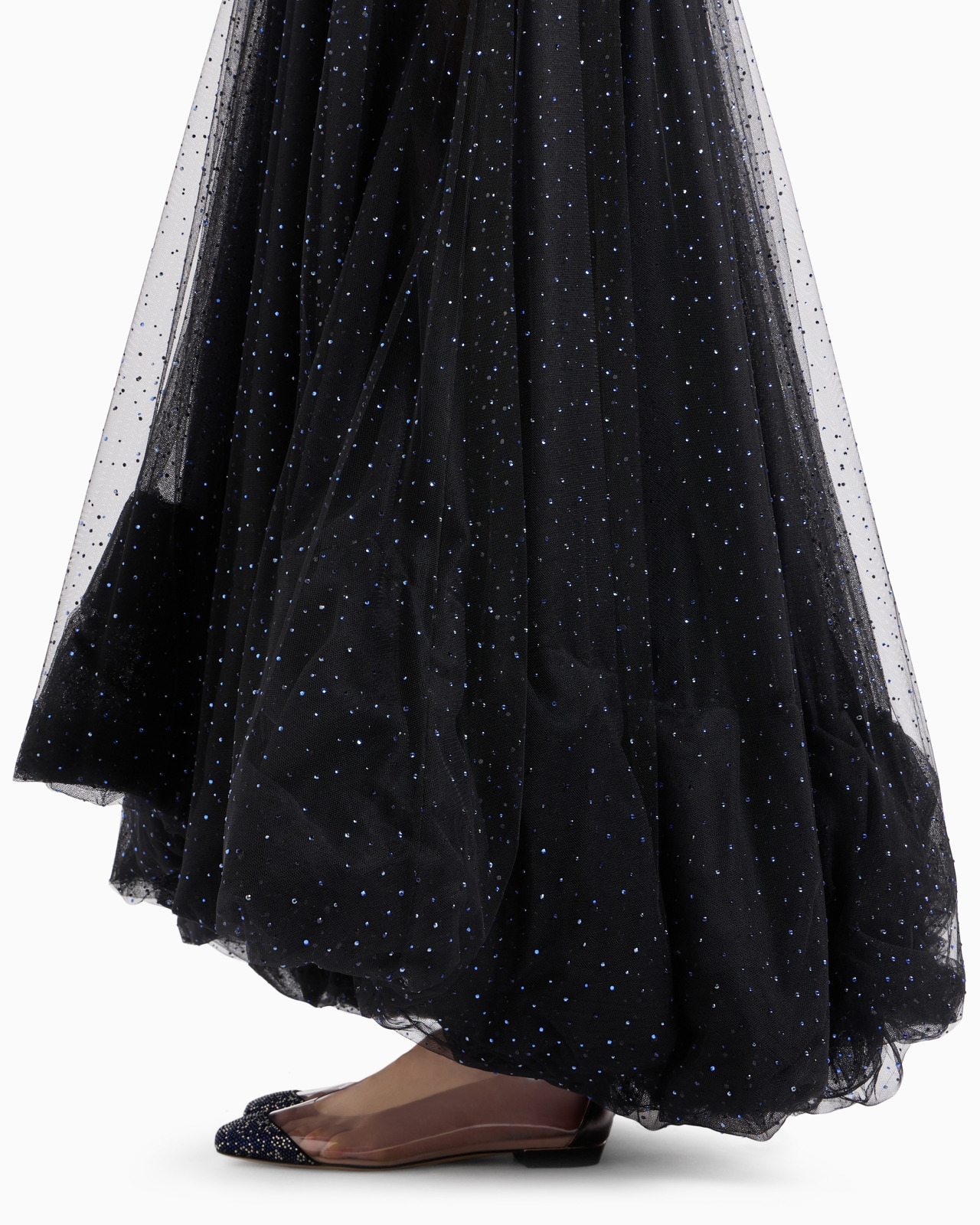 TULLE BUSTIER LONG DRESS WITH RHINESTONE EMBROIDERY - 6
