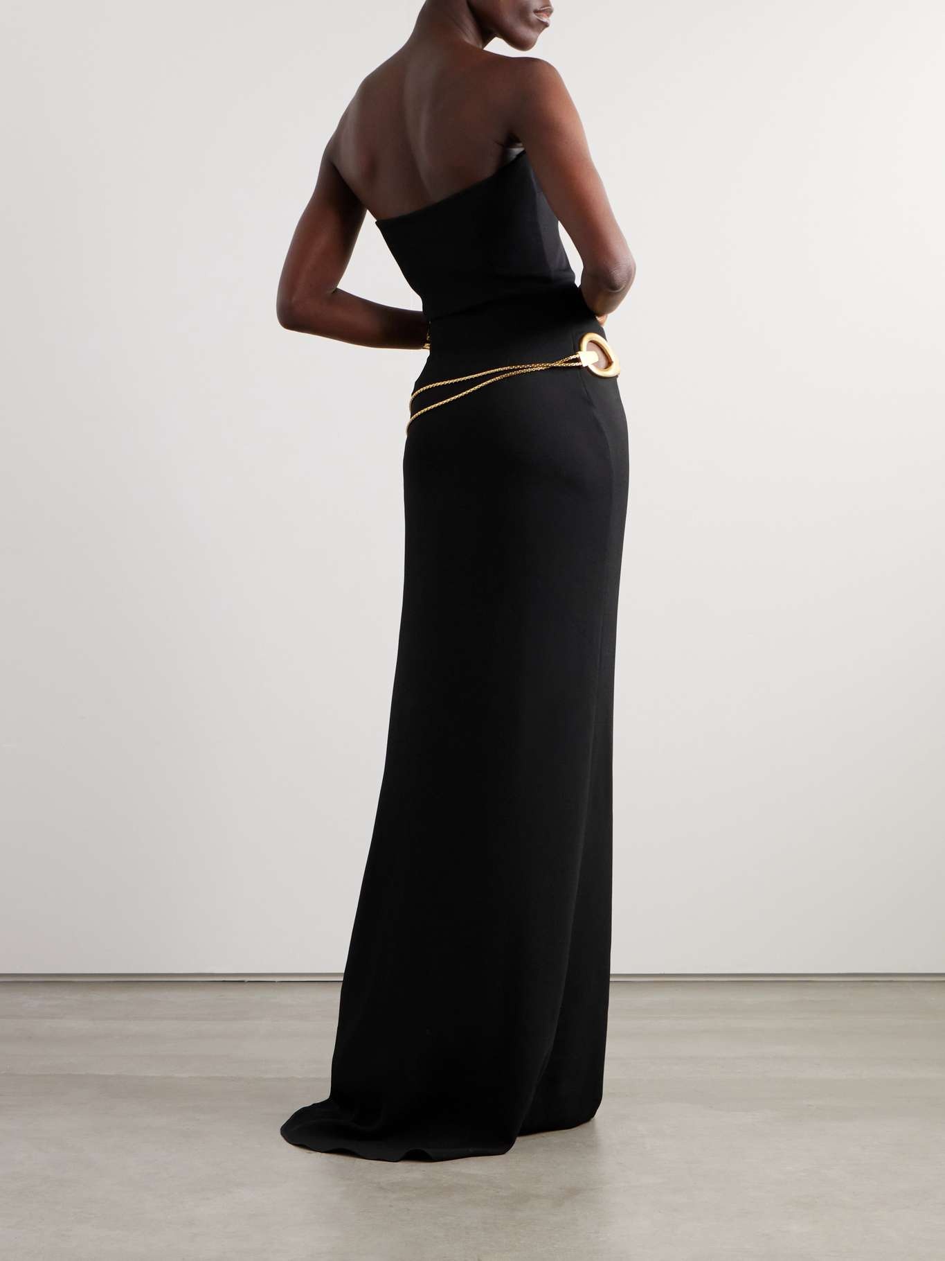 Strapless embellished belted stretch-cady gown - 3