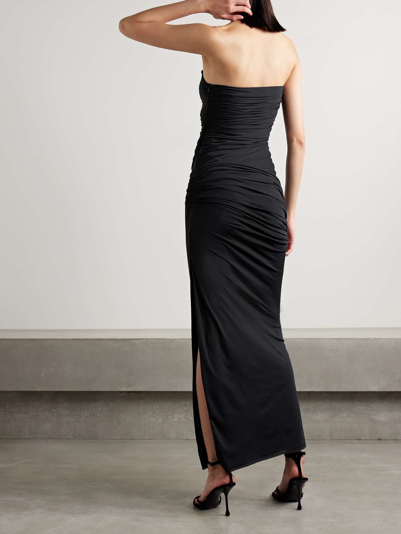 Encompassed strapless ruched jersey maxi dress - 3