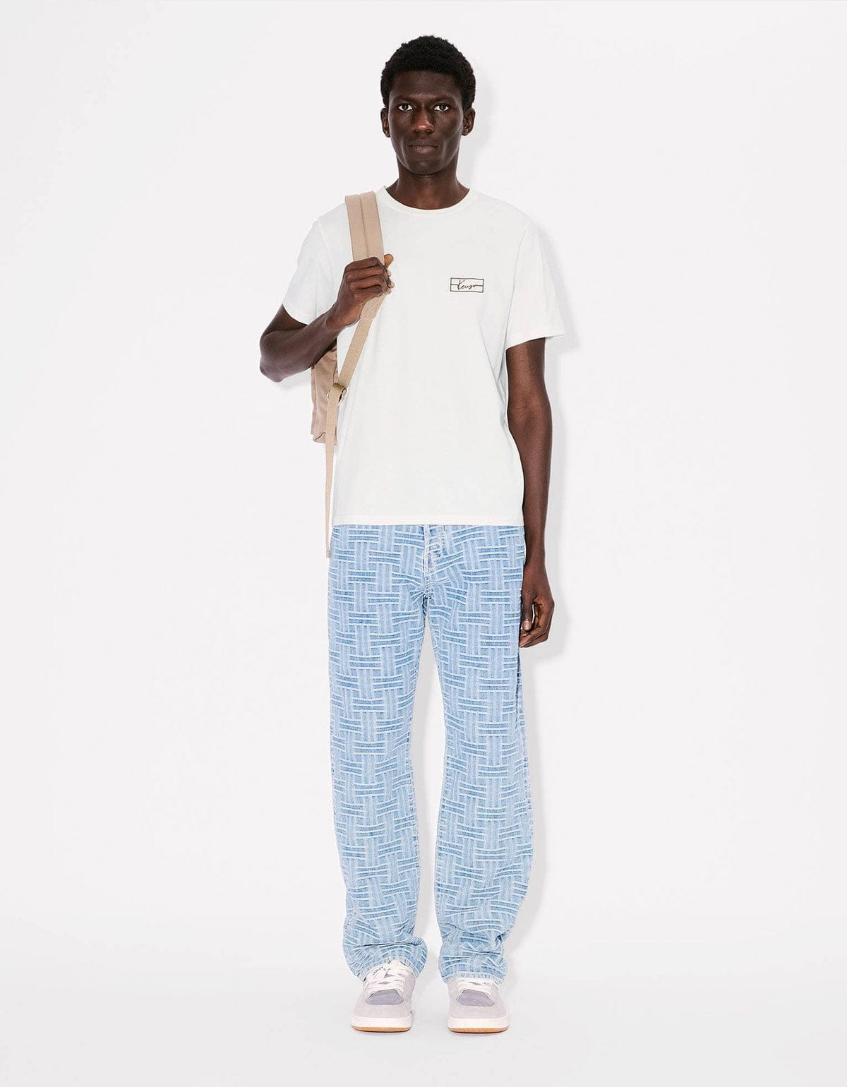 Kenzo Weave White Logo Embroidered T-Shirt - 6