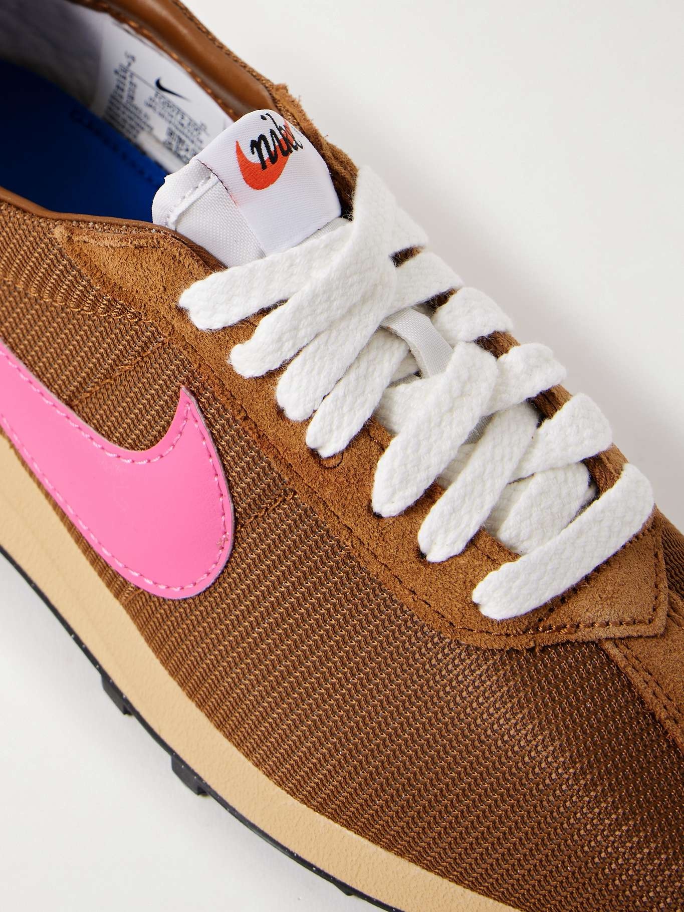 LD-1000 leather and suede-trimmed mesh sneakers Brown - 4
