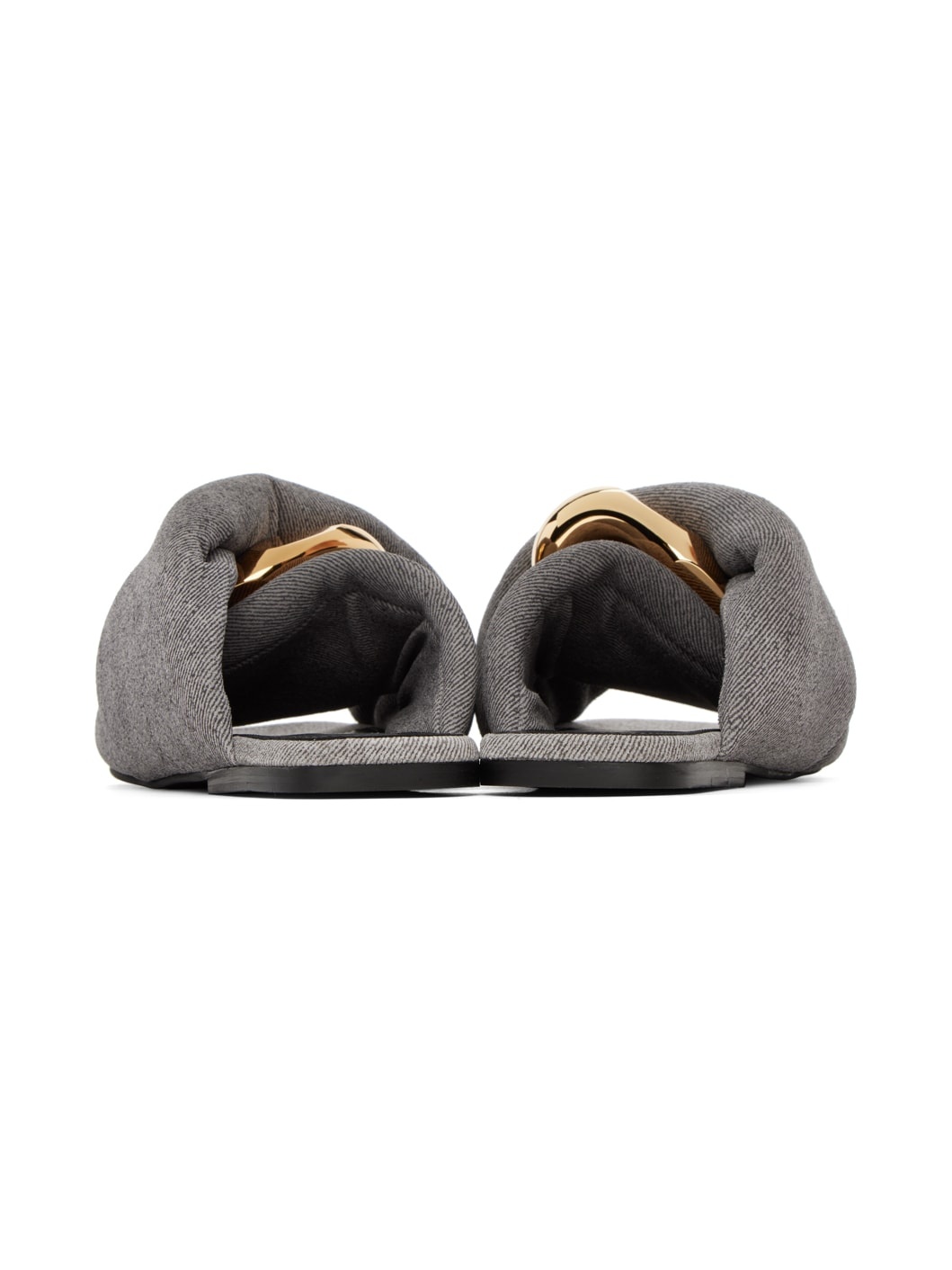 Gray Chain Twist Leather Sandals - 2