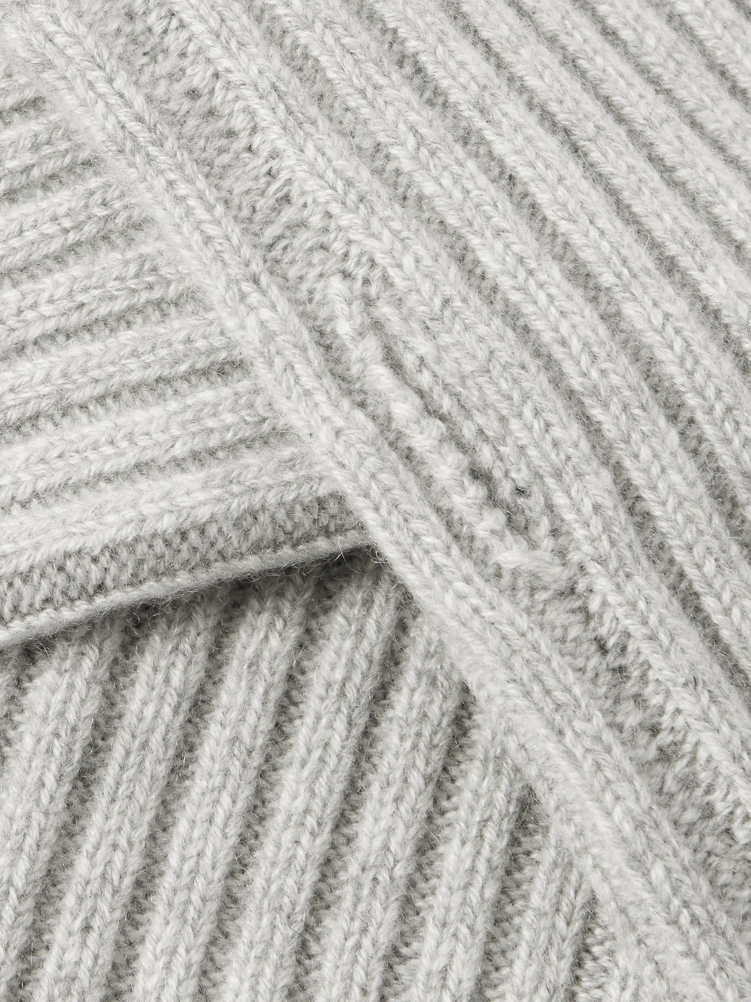 Ribbed cashmere fingerless mittens Gray - 3
