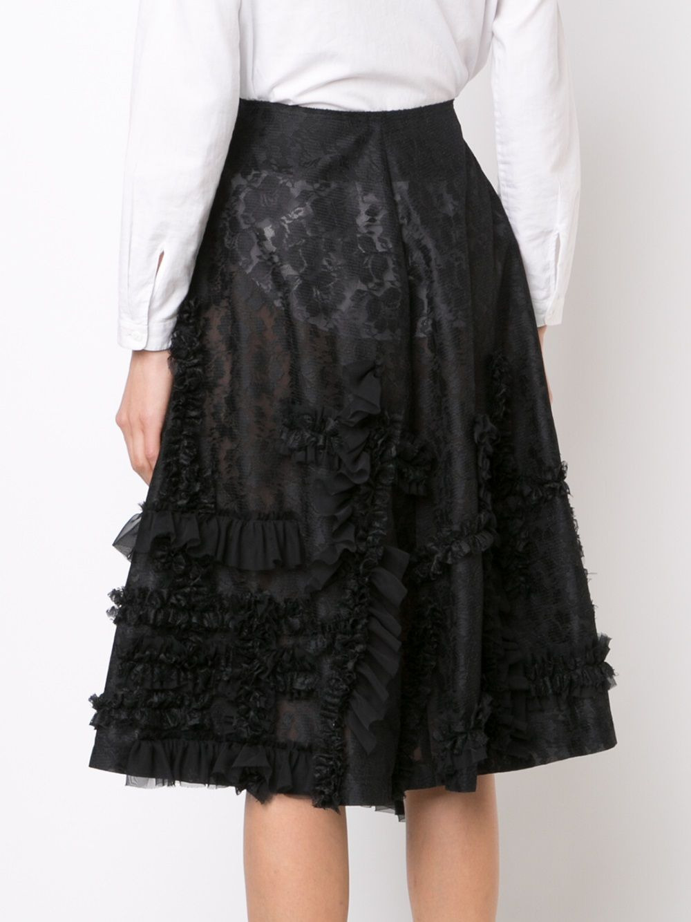 ruffled floral lace skirt - 4