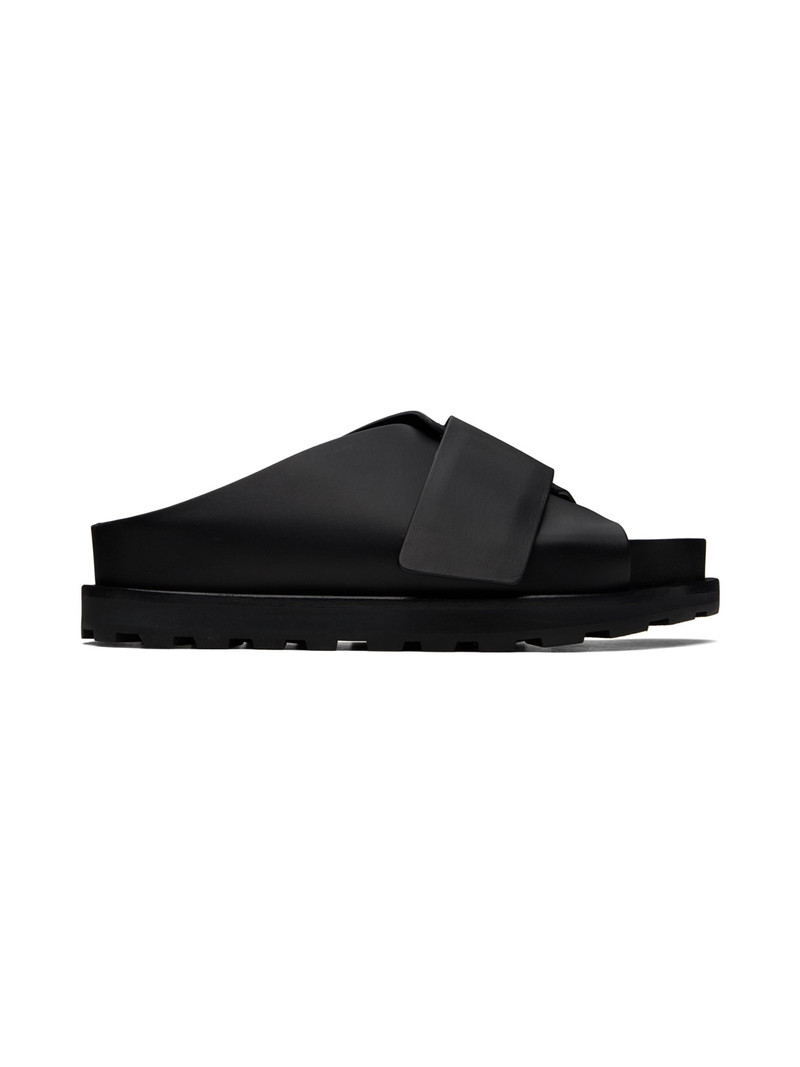 Black Cross-Strap Slides 1