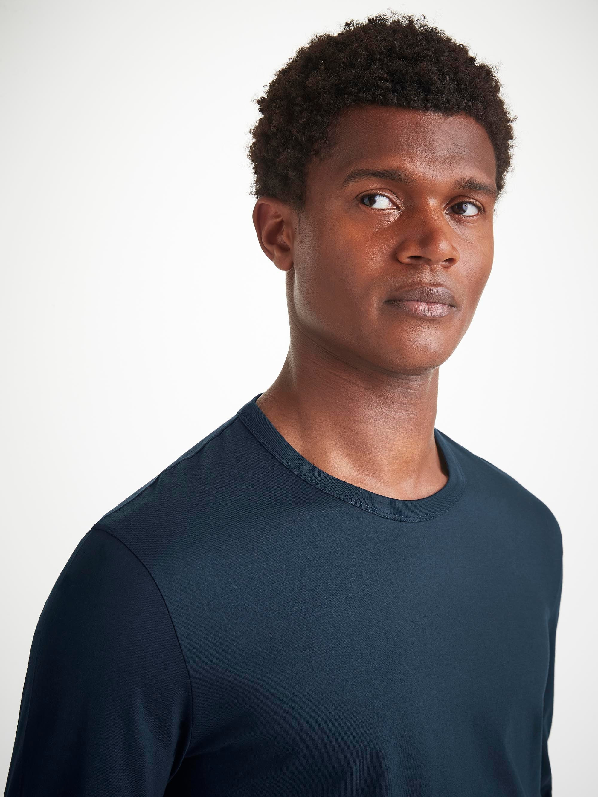Men's Long Sleeve T-Shirt Barny Pima Cotton Navy - 5